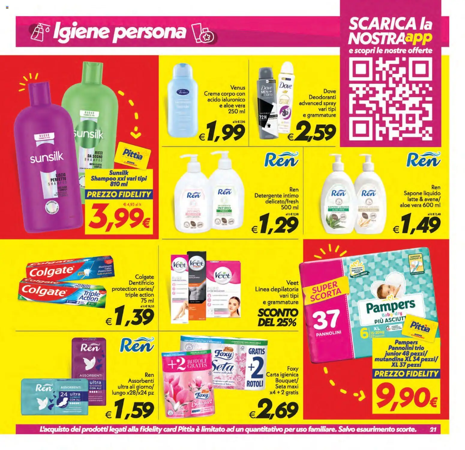 Volantino SuperConveniente del 21/08/2026 | Pagina: 21 | Prodotti: Shampoo, Carta igienica, Latte, Pampers