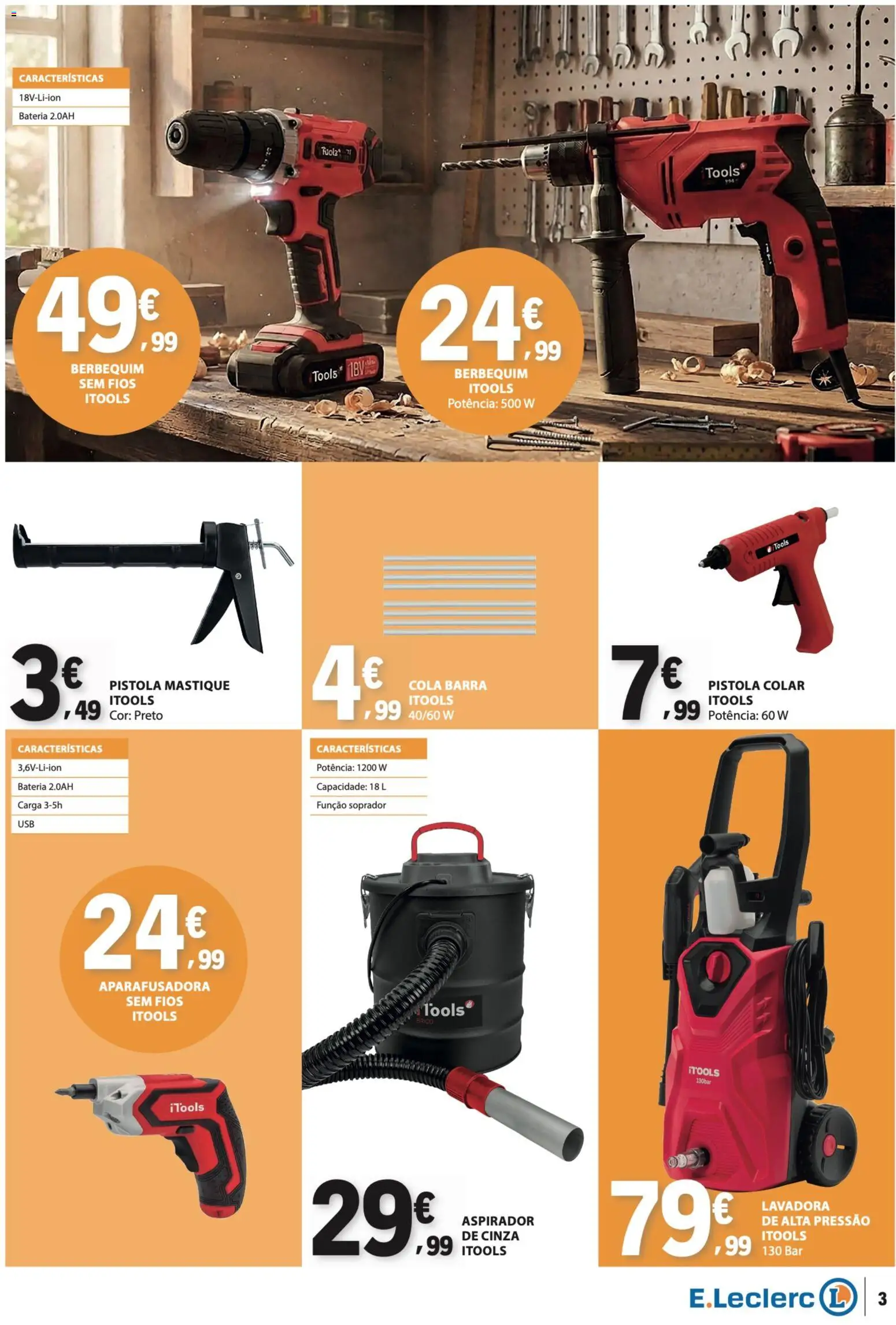 E.Leclerc folheto Não Alimentar │ válido de 08/10/2026 | Página: 3 | Produtos: Aspirador, Colar, Bateria, Aparafusadora sem fios