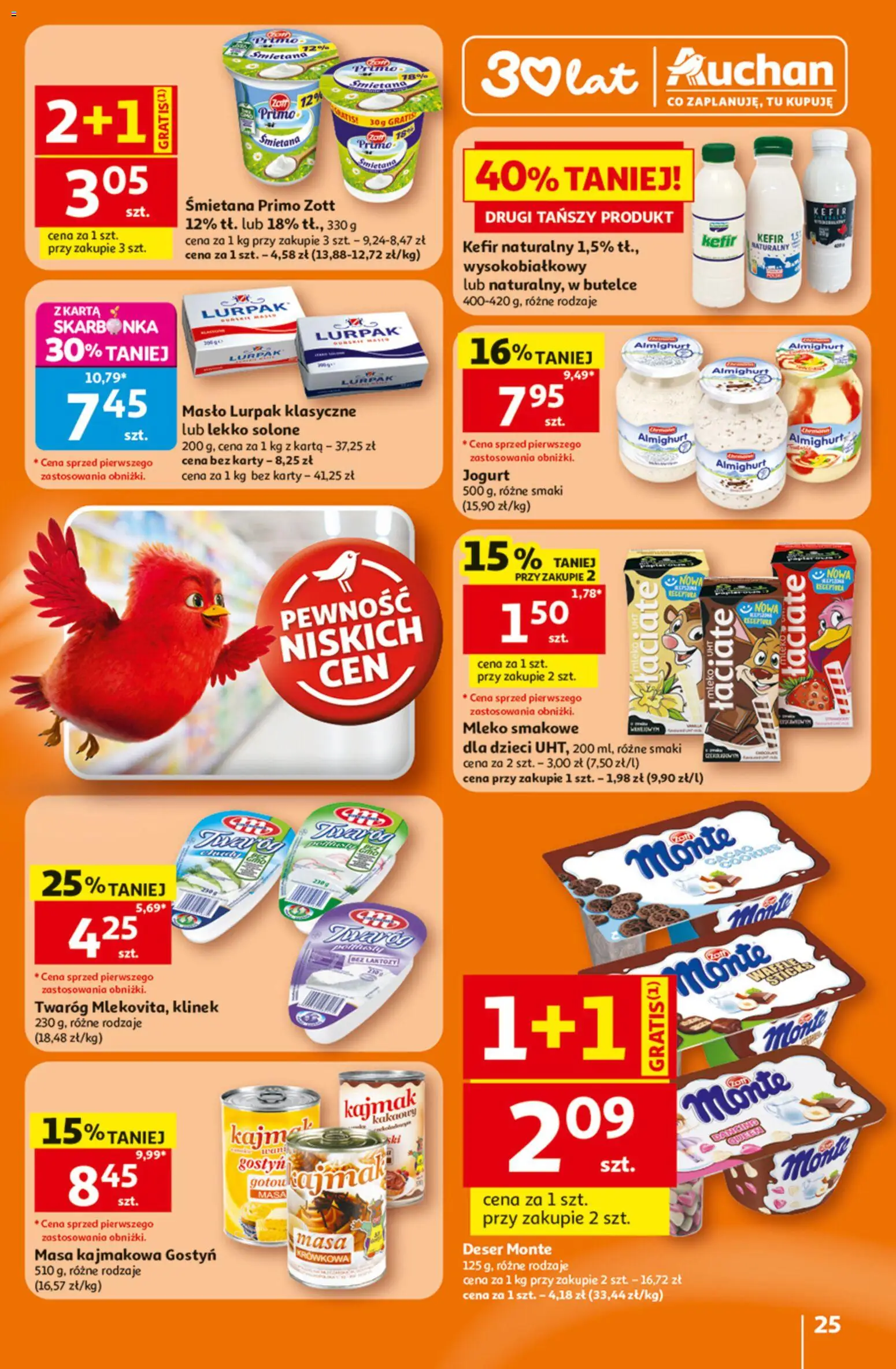 Auchan gazetka - 30 Lat Hipermarket od 25.06.2026 | Strona: 25 | Produkty: Masło lurpak, Kefir naturalny, Mleko, Jogurt