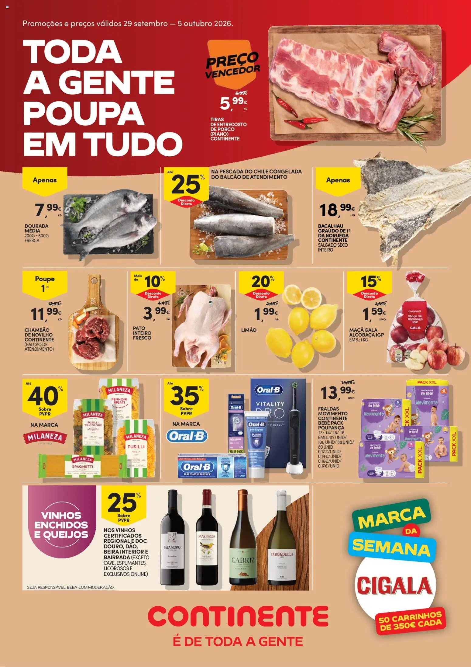 Continente folheto │ válido de 29/09/2026 | Página: 1 | Produtos: Dourada, Figos, Bacalhau, Pato