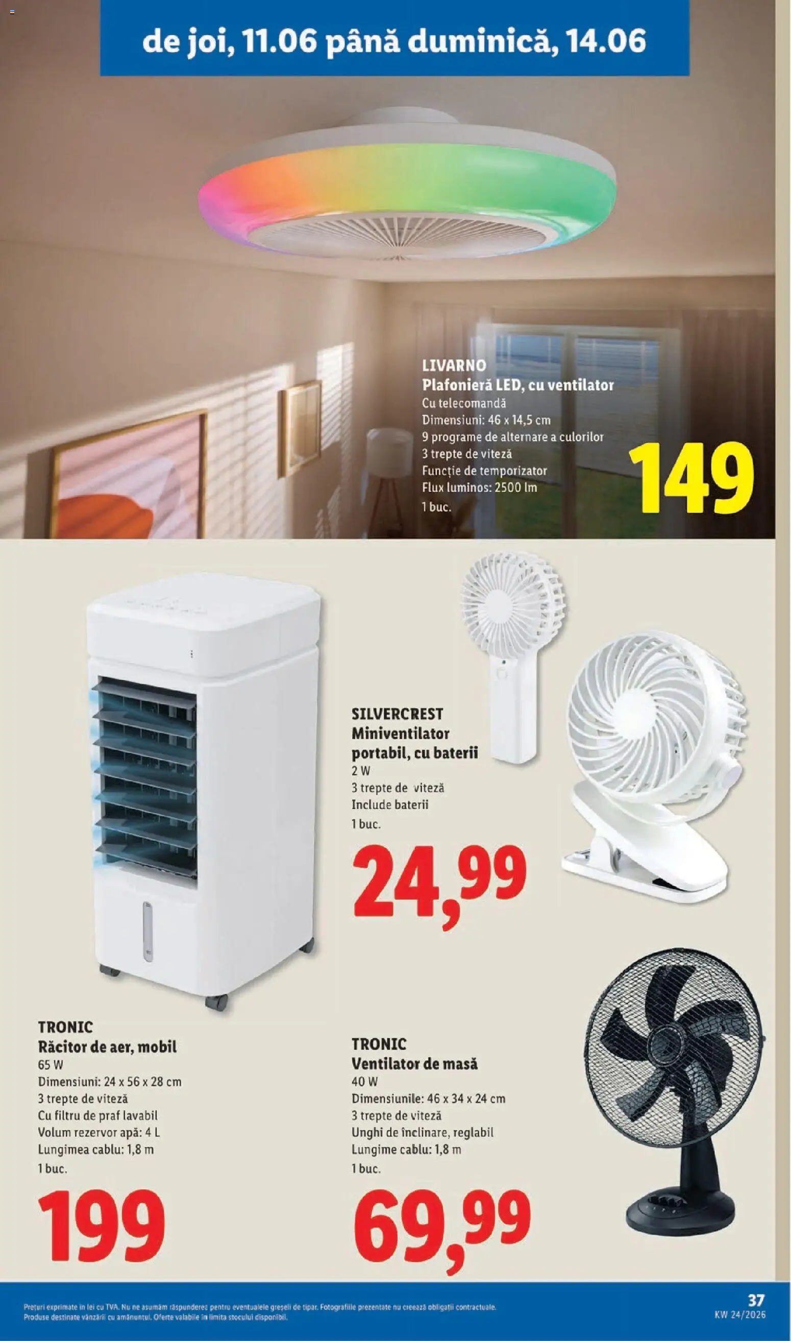 Noul catalog Lidl – valabil de la 08.06.2026 | Pagină: 37 | Produse: Plafonieră, Masă, Babak, Baterii