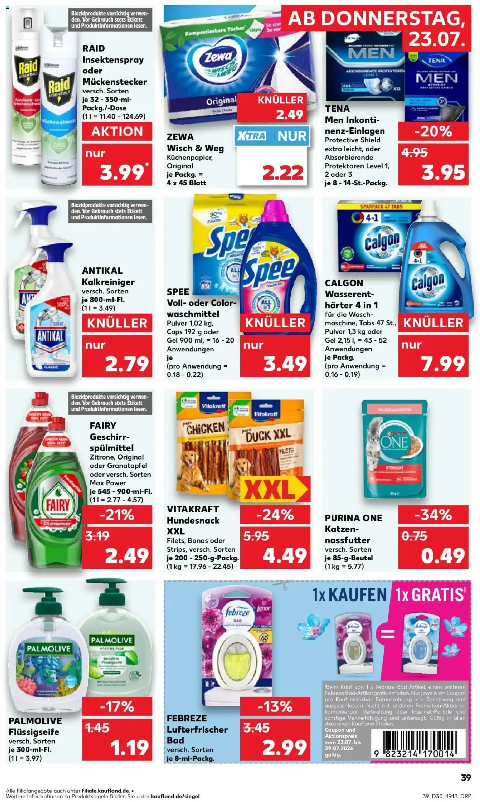 Kaufland Prospekt Ingelheim Am Rhein – gültig ab 23.07.2026 | Seite: 39 | Produkte: Purina one, Granatapfel, Spee, Waschmittel