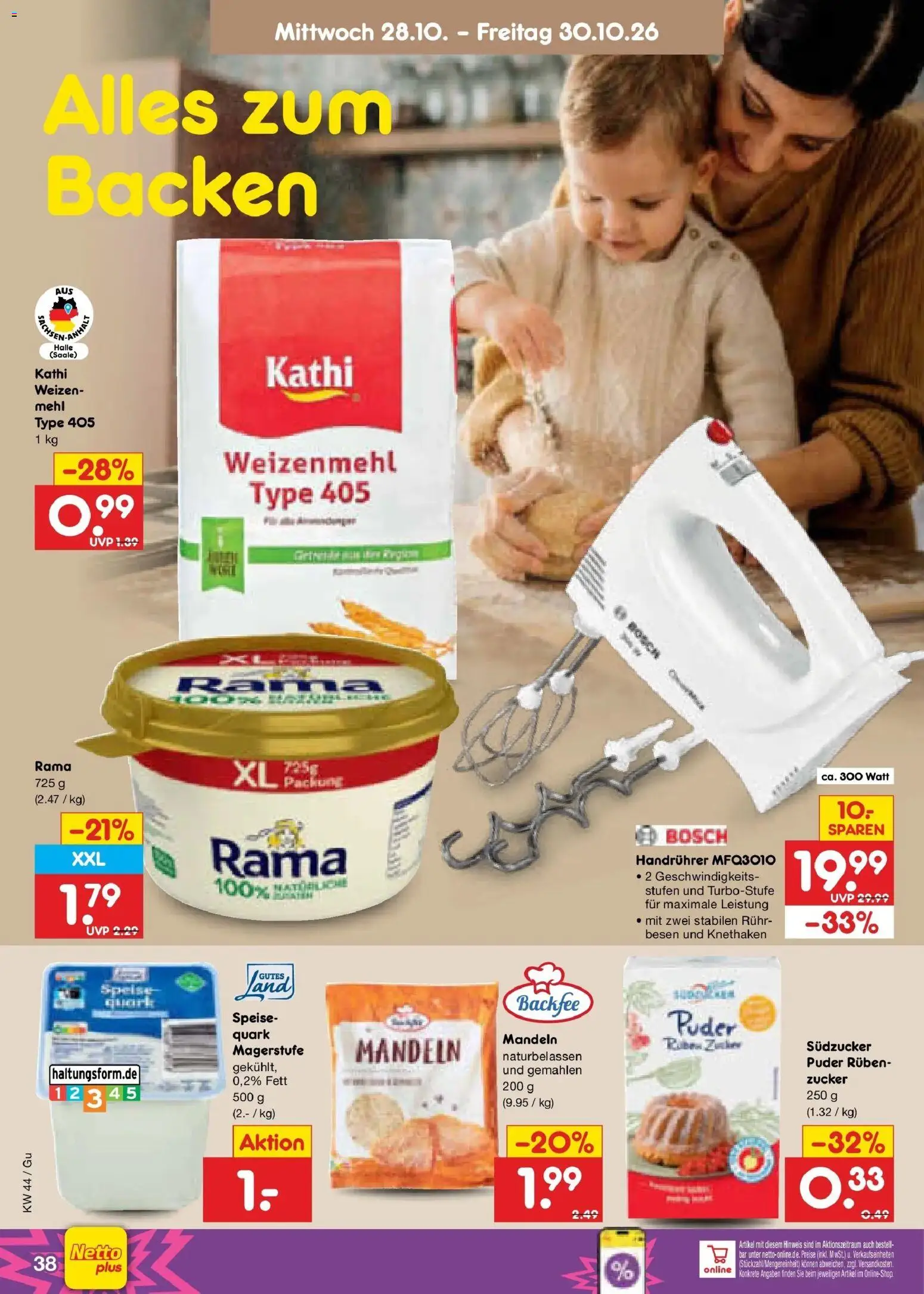 Netto Marken-Discount Prospekt Augustusburg – gültig ab 26.10.2026 | Seite: 56 | Produkte: Quark, Puder, Weizenmehl, Mandeln