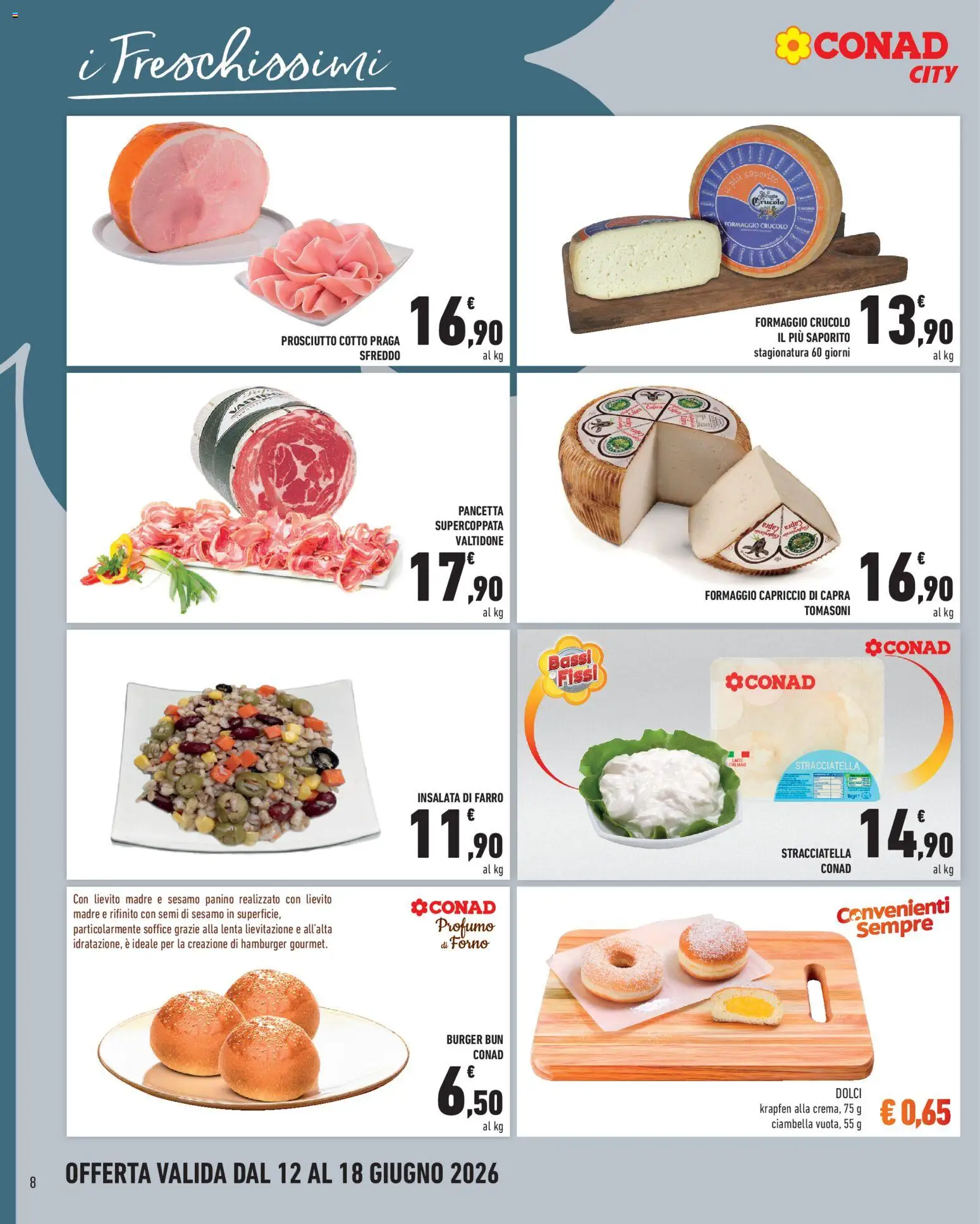 Volantino Conad del 12.06.2026 | Pagina: 8 | Prodotti: Pancetta, Insalata, Prosciutto, Profumo