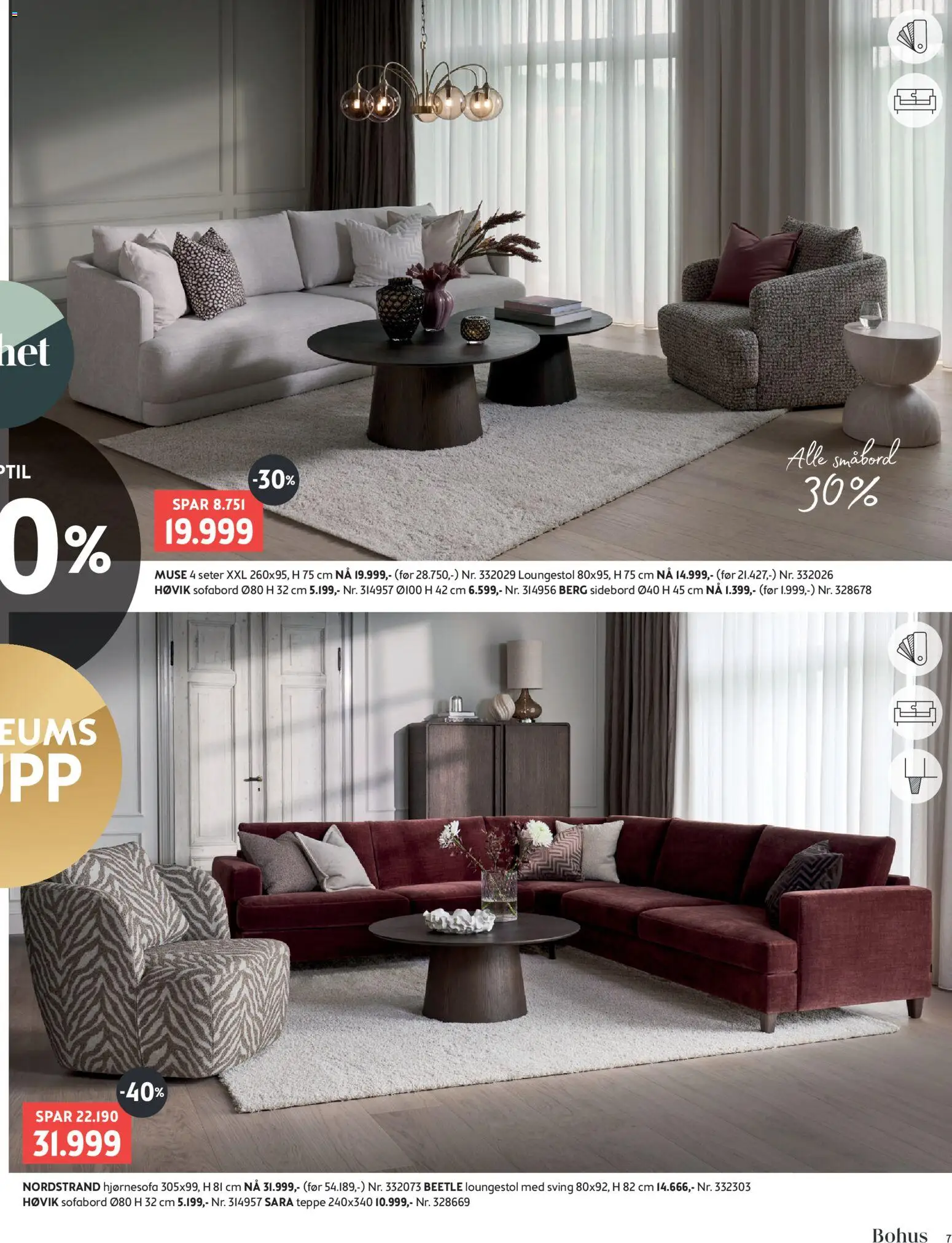 {H1} | Side: 7 | Produkter: Hjørnesofa, Sidebord, Teppe