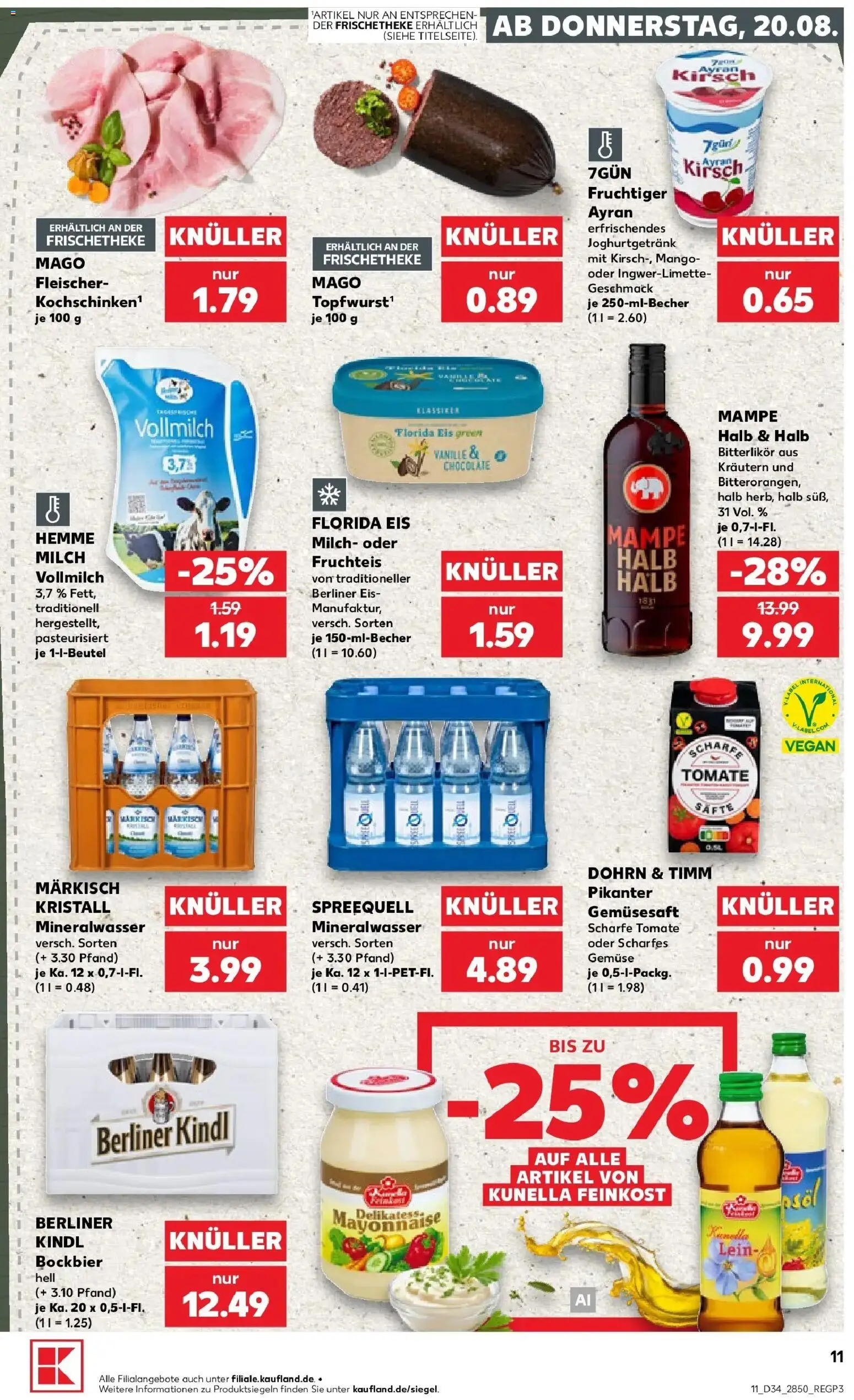 Prospekt Kaufland ab 17.08.2026 » Angebote Online zum Blättern | Seite: 22 | Produkte: Berliner, Mineralwasser, Vanille, Mango