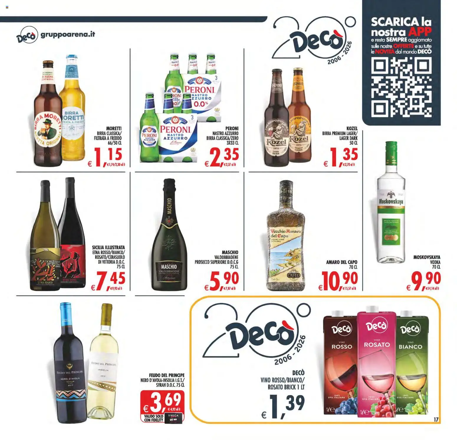 Volantino Decò del 08.05.2026 | Pagina: 17 | Prodotti: Vodka, Prosecco, Vino, Uva