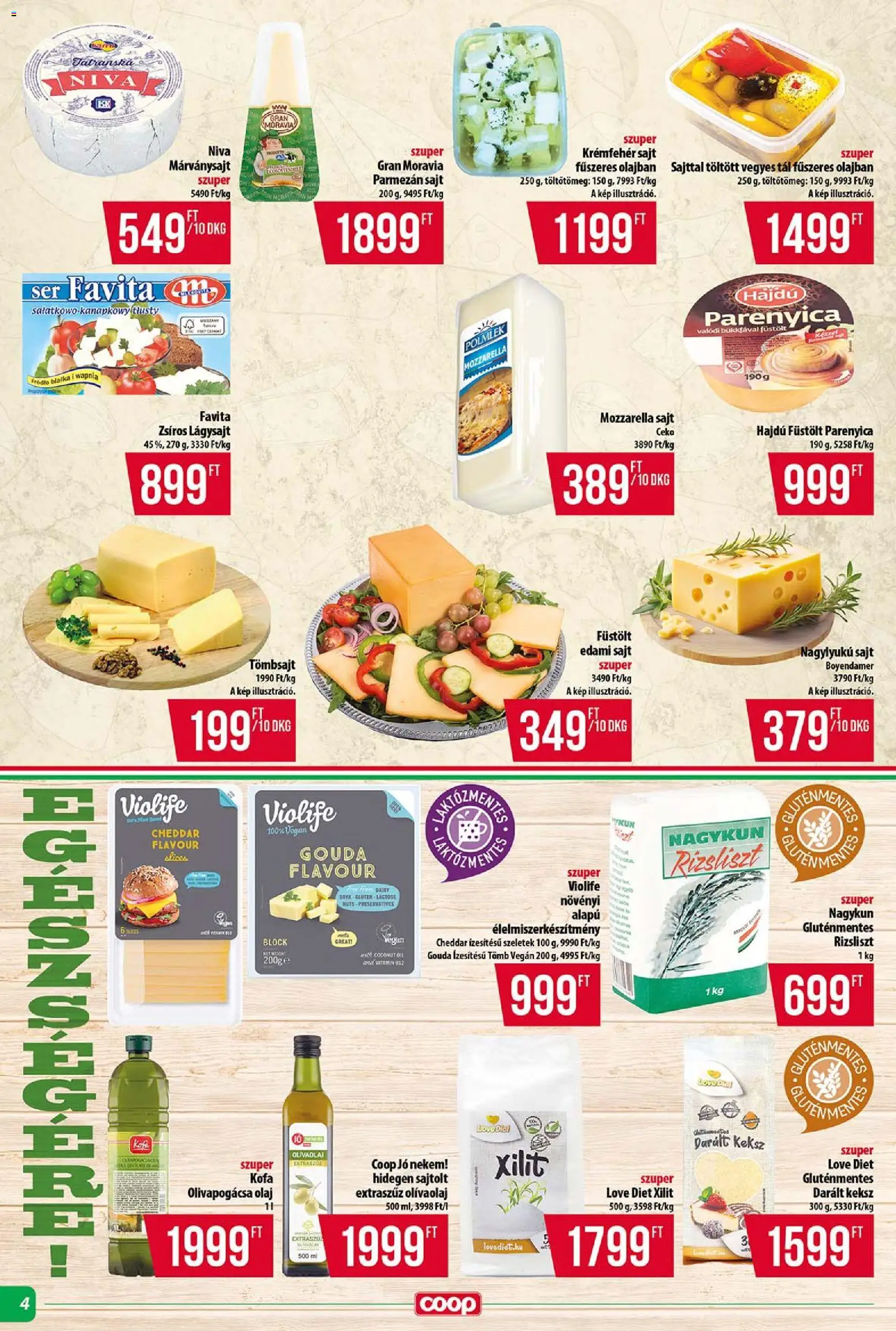 COOP akciós ujság - amely érvényes a következő dátumtól: 2026.09.17. | Oldal: 4 | Termékek: Parmezán, Olaj, Gluténmentes, Vegán