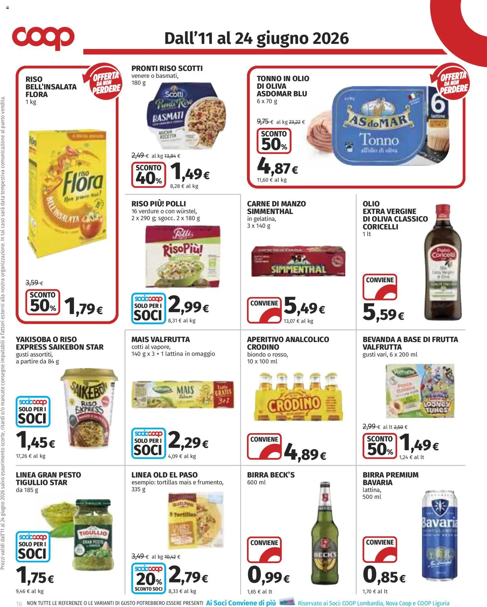 Volantino COOP del 11.06.2026 | Pagina: 16 | Prodotti: Manzo, Data, Pesto, Tonno