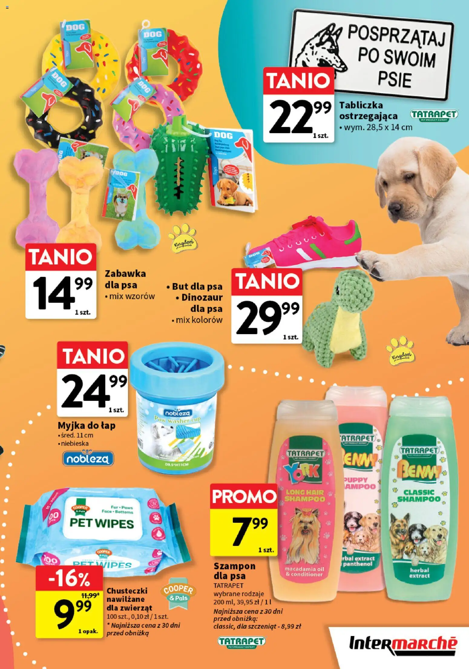 Intermarche gazetka - Wszystko czego chcę dla pupila od 24.09.2026 | Strona: 9 | Produkty: Chusteczki, Zabawka dla psa, Szampon