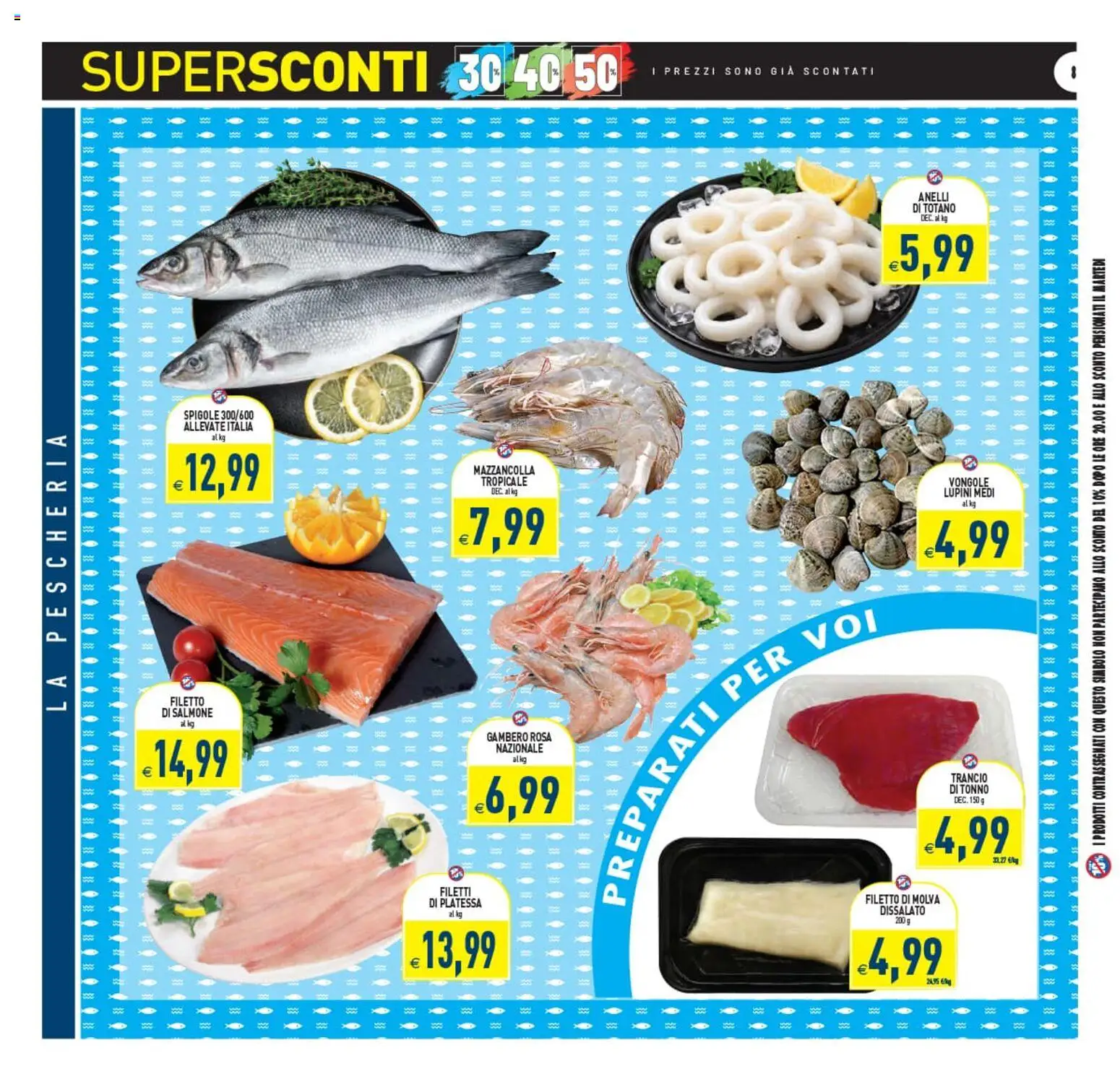 Volantino PIM Supermercati del 29.05.2026 | Pagina: 8 | Prodotti: Lupini, Vongole, Tonno, Totano
