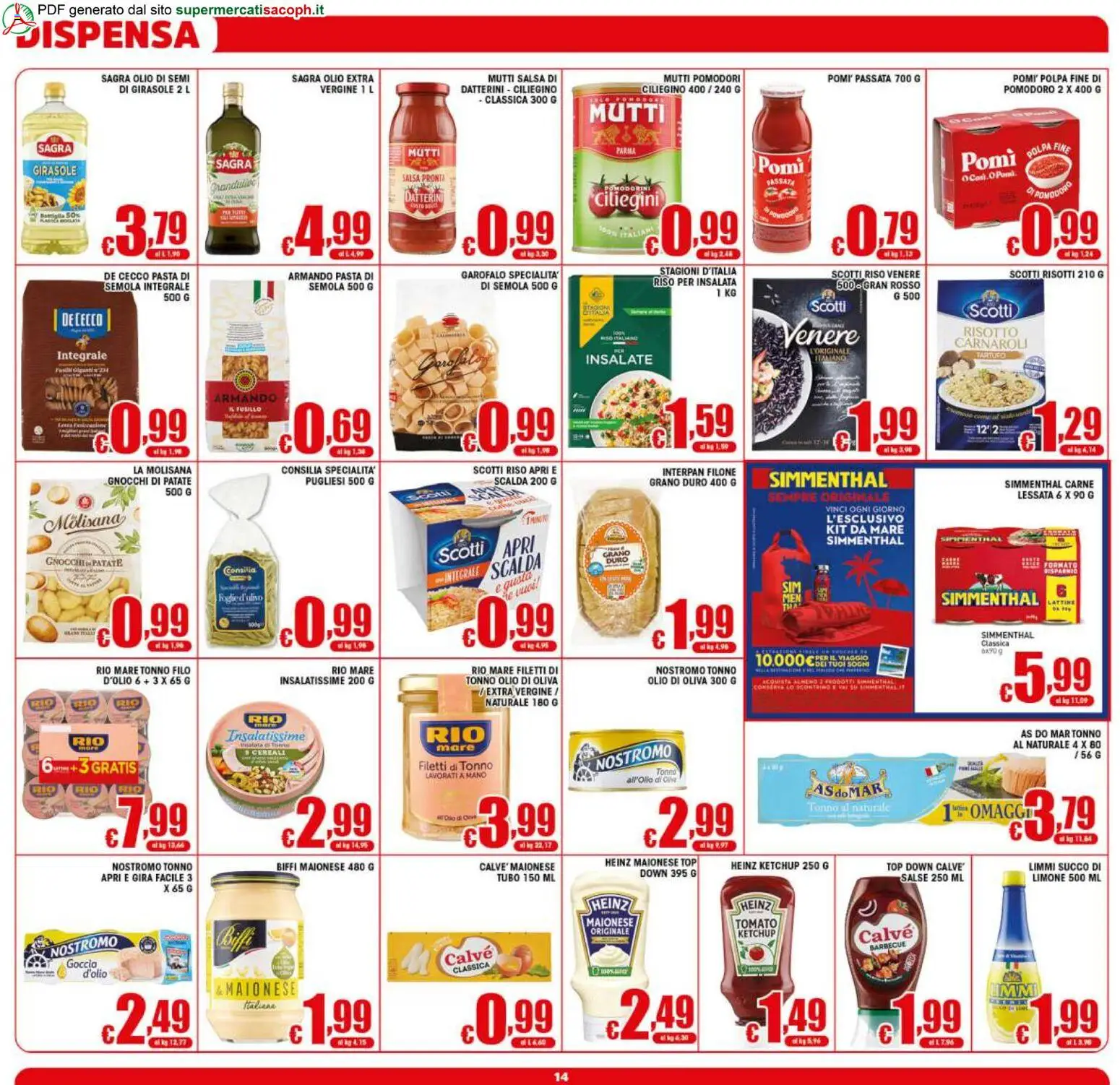 Volantino Sacoph del 31/07/2026 | Pagina: 14 | Prodotti: Tubo, Pasta, Mutti, Olio di Oliva