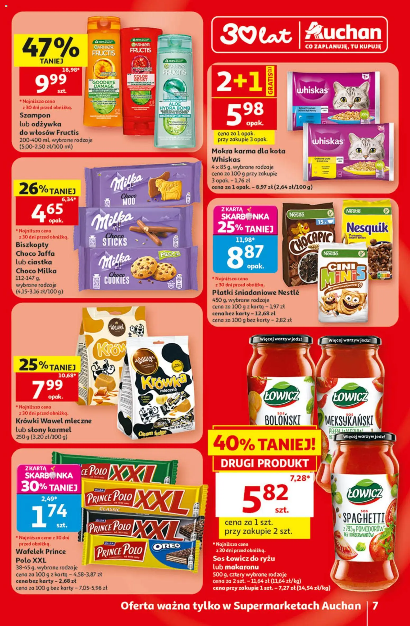 Auchan gazetka od 09.07.2026 | Strona: 7 | Produkty: Prince polo xxl, Szampon, Odżywka, Krówki