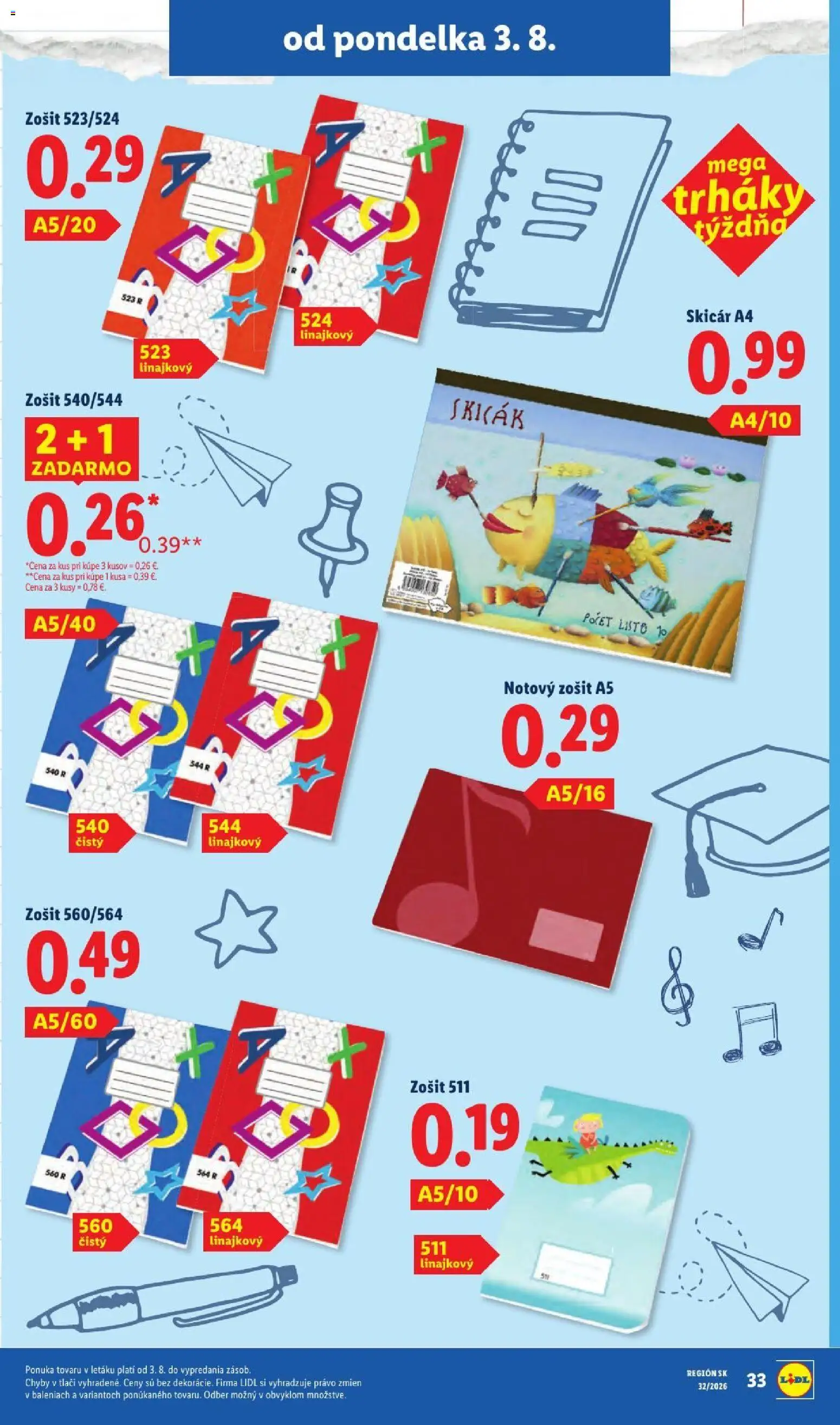 Nové Lidl akcie – leták je platný od 03.08.2026 | Strana: 51 | Produkty: Zošit, Notebook