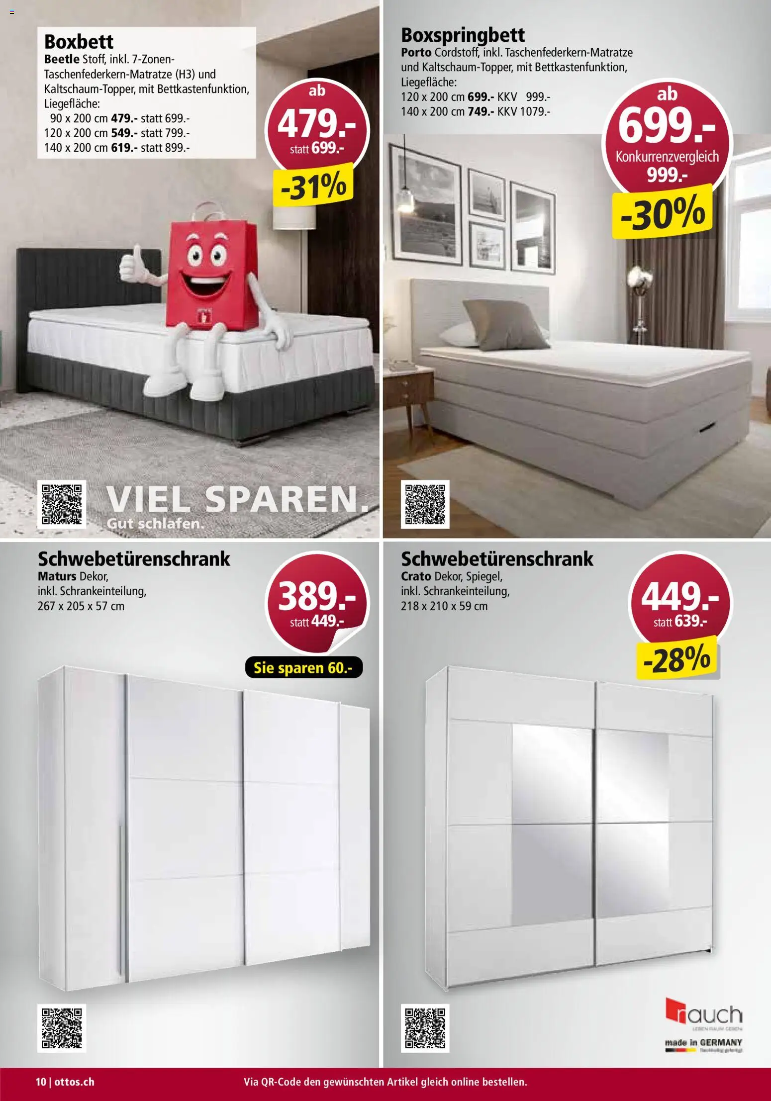 Otto's Aktionen Möbelflyer – gültig ab 01.09.2026 | Seite: 10 | Produkte: Schwebetürenschrank, Boxspringbett