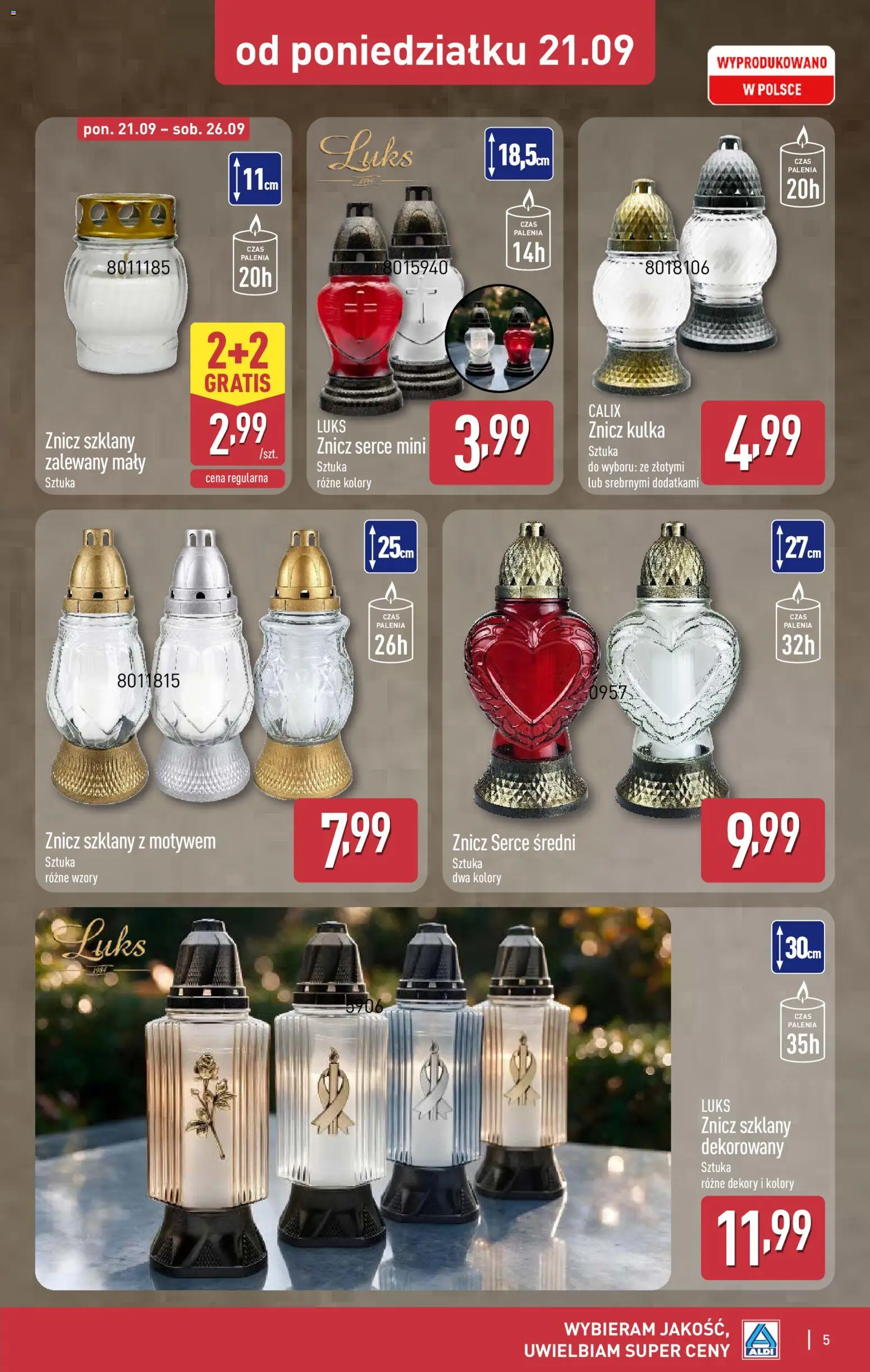 Aldi gazetka - Szeroka oferta zniczy w super cenach od 21.09.2026 | Strona: 5