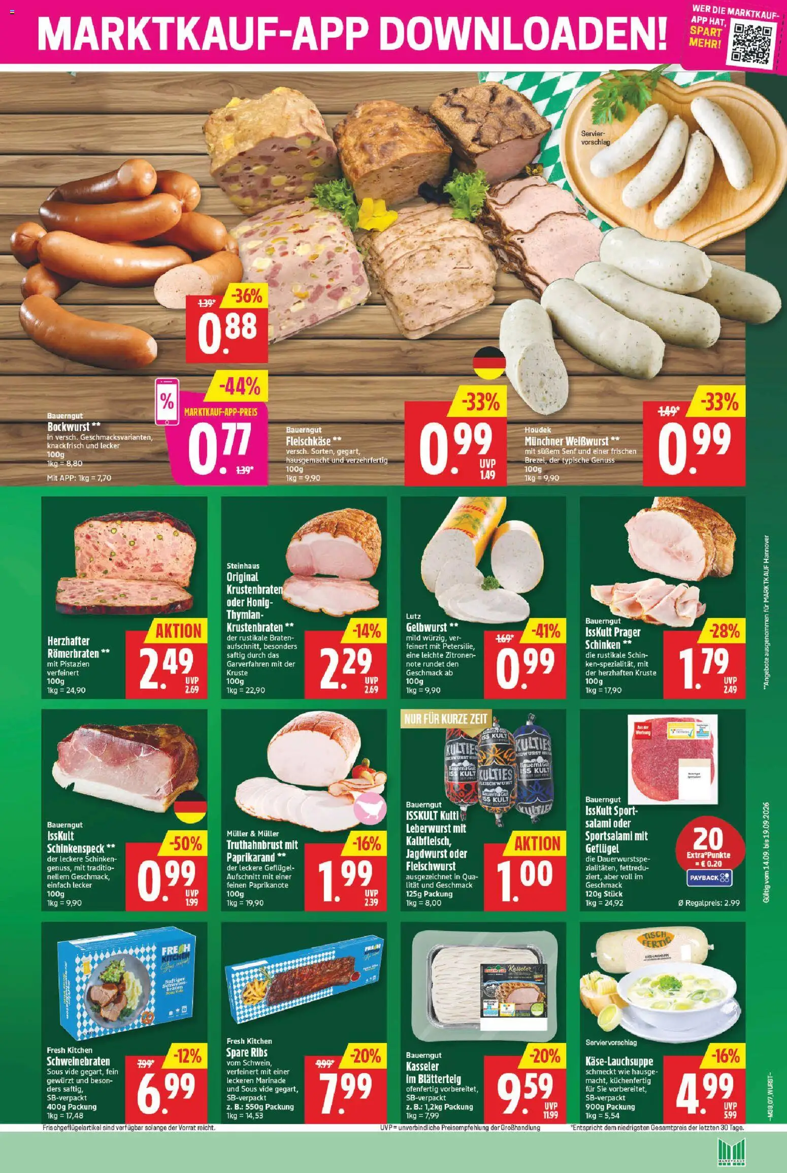 Marktkauf Prospekt – gültig ab 14.09.2026 | Seite: 7 | Produkte: Weißwurst, Krustenbraten, Wurst, Salami