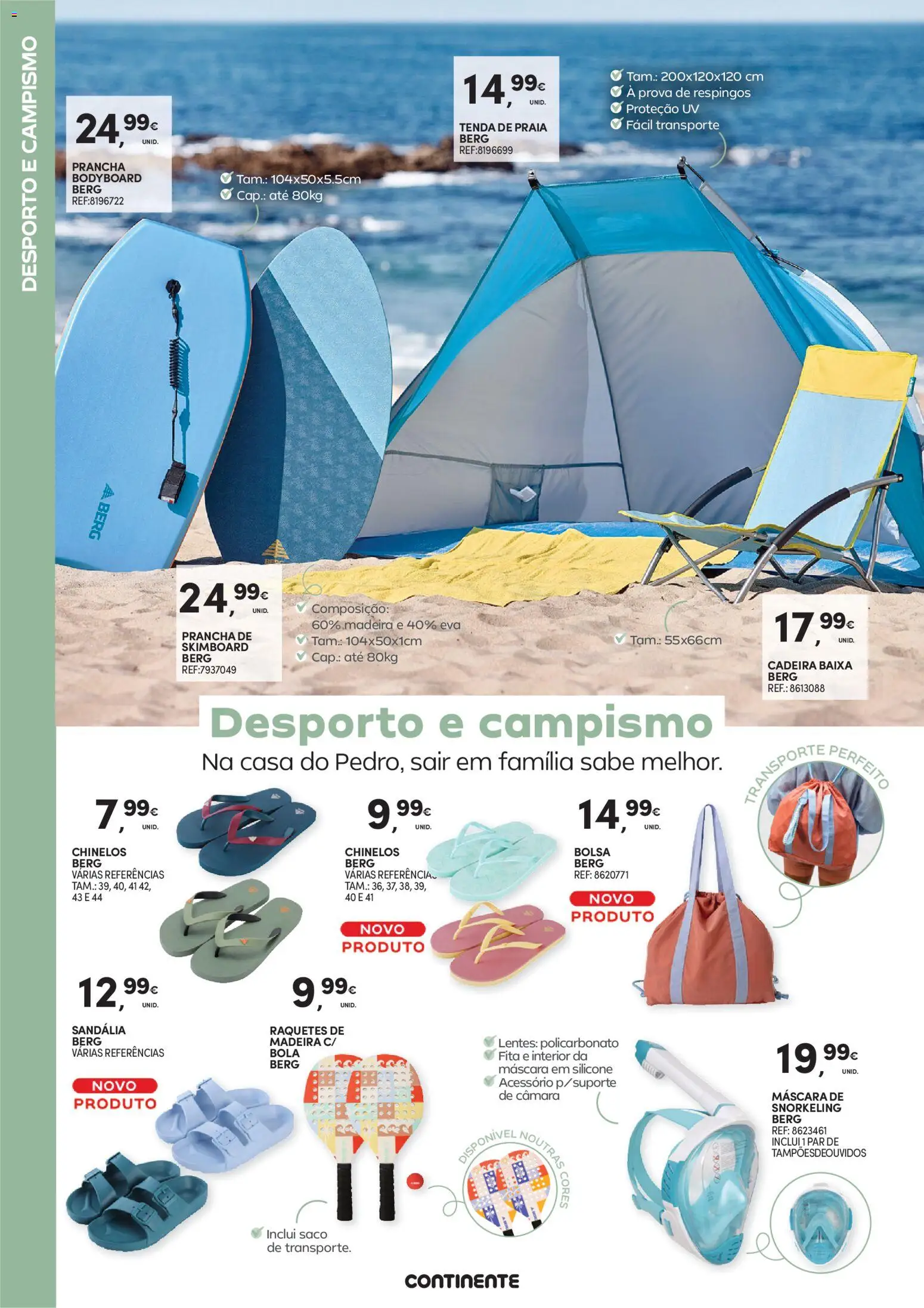 Continente - Férias de Verão  Abre espaço para a distração │ válido de 23/06/2026 | Página: 10 | Produtos: Chinelos, Bolsa, Tenda, Cadeira