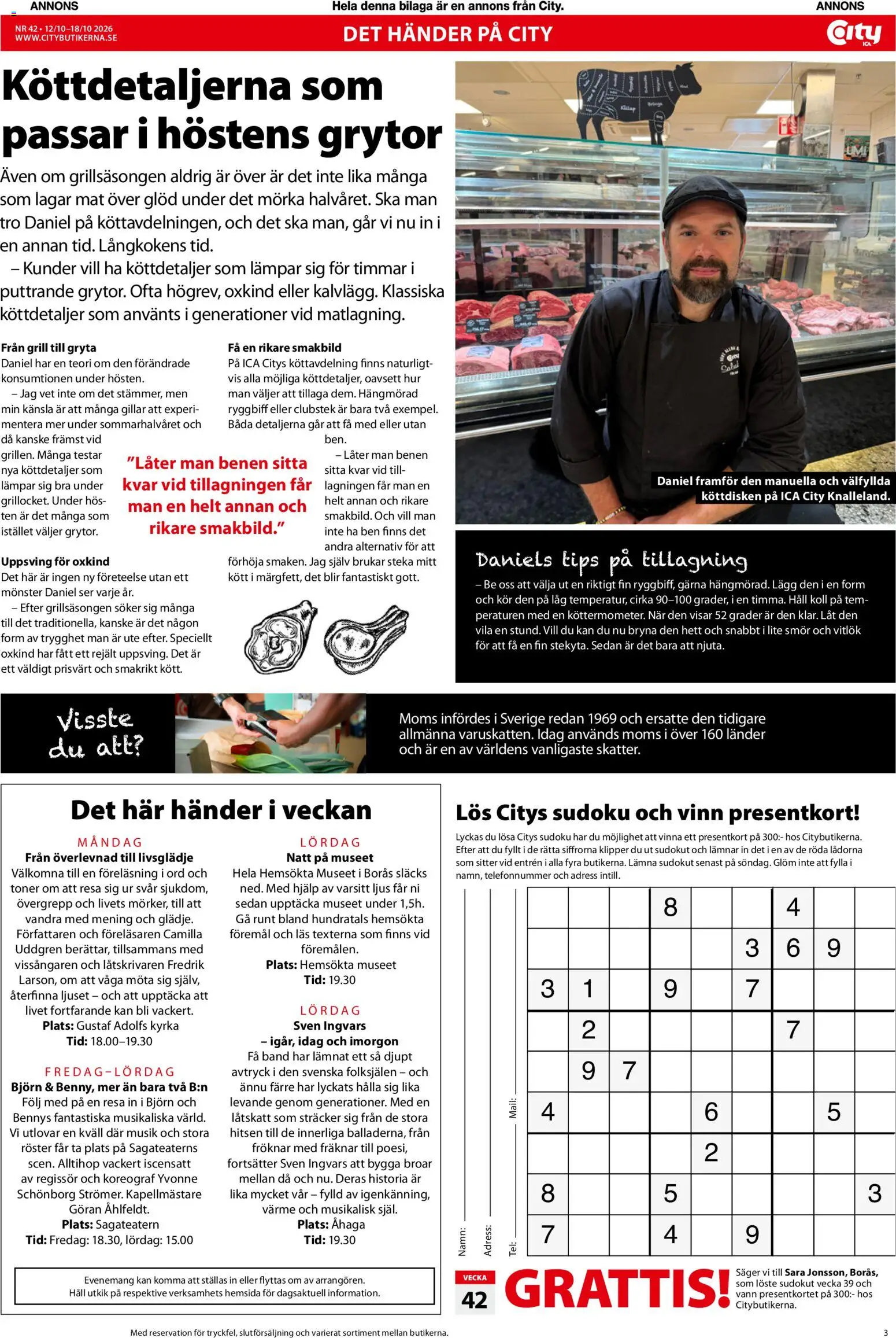 ICA Kvantum reklamblad aktuell från 12/10/2026 | Sida: 3 | Produkter: Ben, Smör, Kött, Ljus
