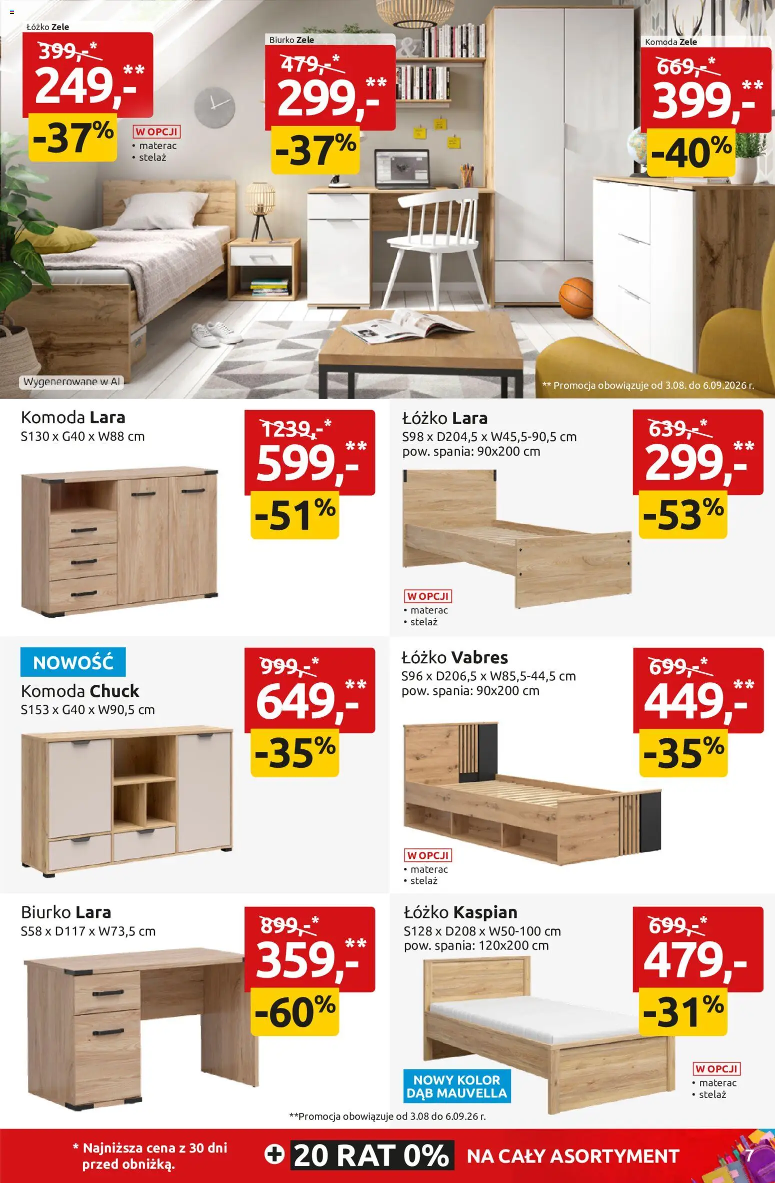 Black Red White promocje od 24.08.2026 | Strona: 7 | Produkty: Łóżko, Materac, Komoda, Biurko