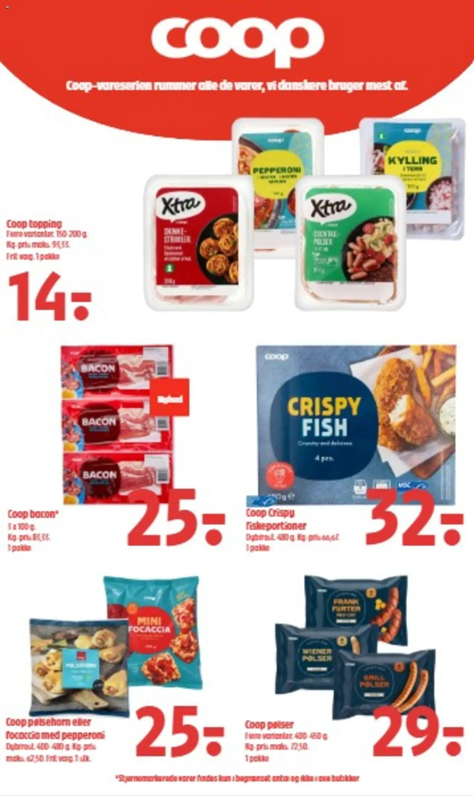 Coop 365 tilbudsavis – gyldig fra 24/09/2026 | Side: 17 | Produkter: Pølser, Pølsehorn, Bacon, Focaccia