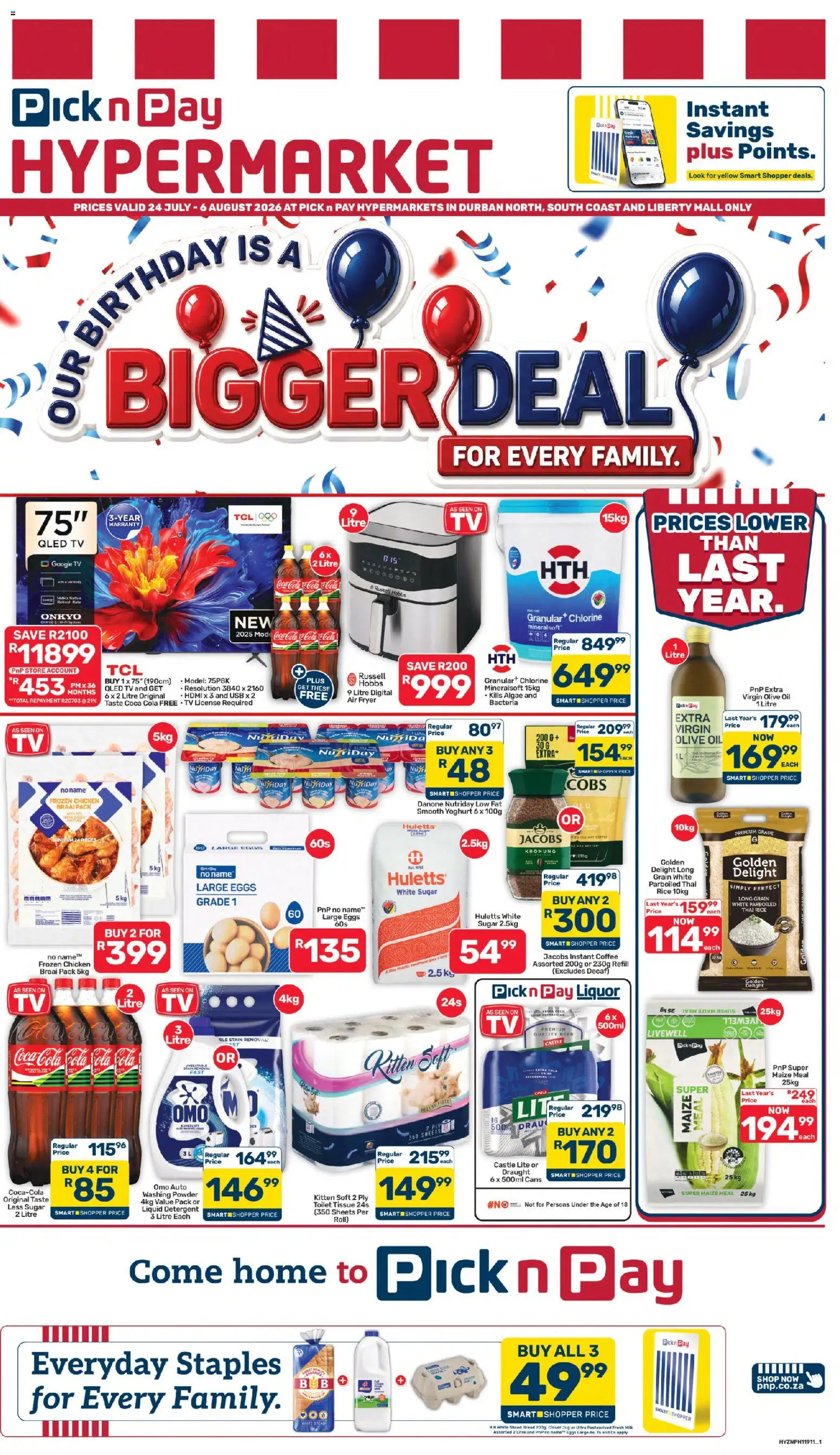 New Pick n Pay catalogue – valid from 24/07/2026 | Page: 1 | Products: USB, Yoghurt, TV, Detergent