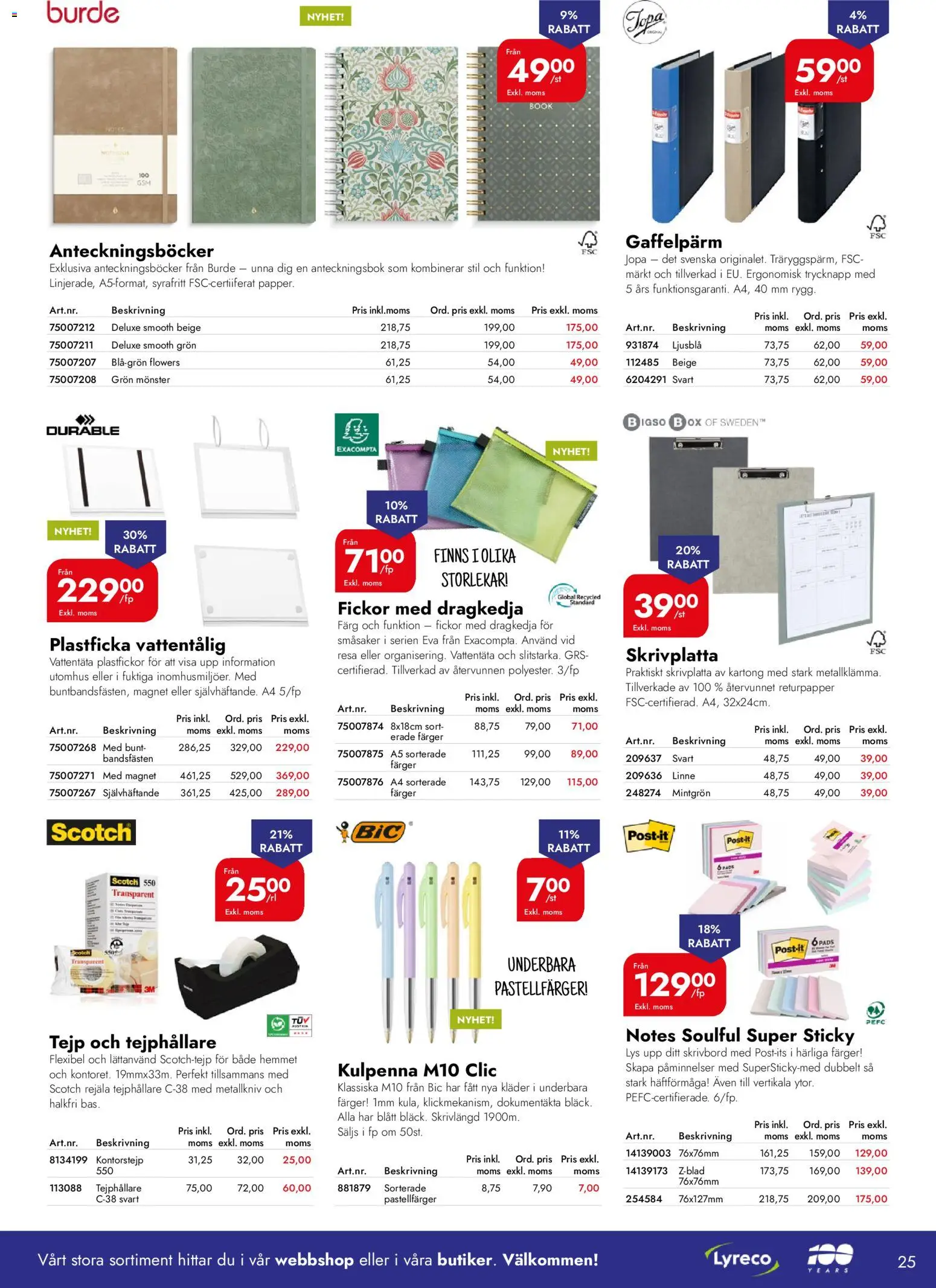 Lyreco reklamblad aktuell från 06.04.2026 | Sida: 25 | Produkter: Skrivbord, Kläder, Linne, Kartong