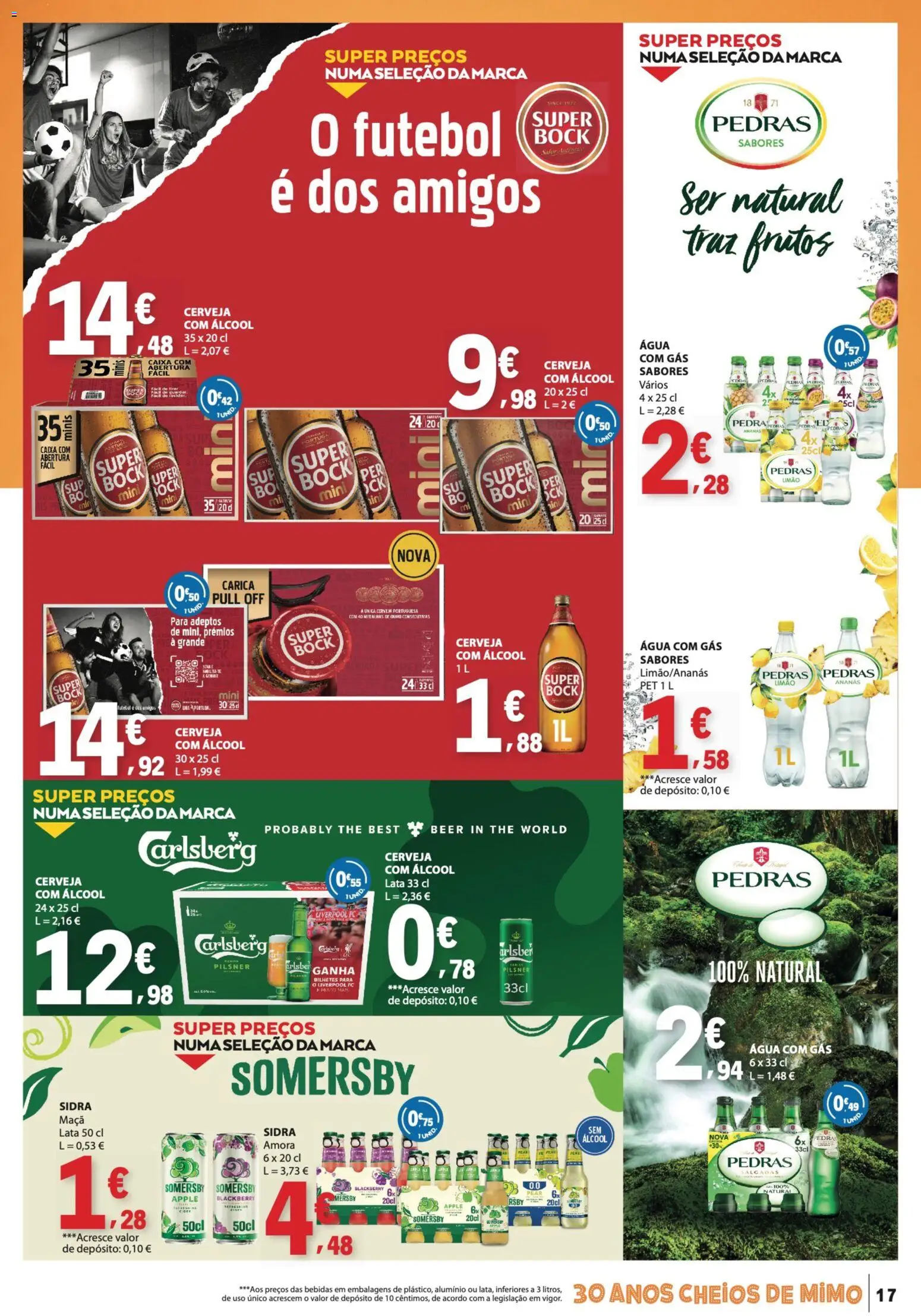 E.Leclerc folheto Bebidas, Gelados e Iogurtes │ válido de 16.06.2026 | Página: 17 | Produtos: Caixa, Cerveja, Somersby, Água com gás