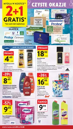 Pogląd oferty "Intermarche gazetka" - ważna od 06.08.2026 | Strona: 38 | Produkty: Mydło, Żel pod prysznic, Płyn do WC Domestos, Ręcznik papierowy