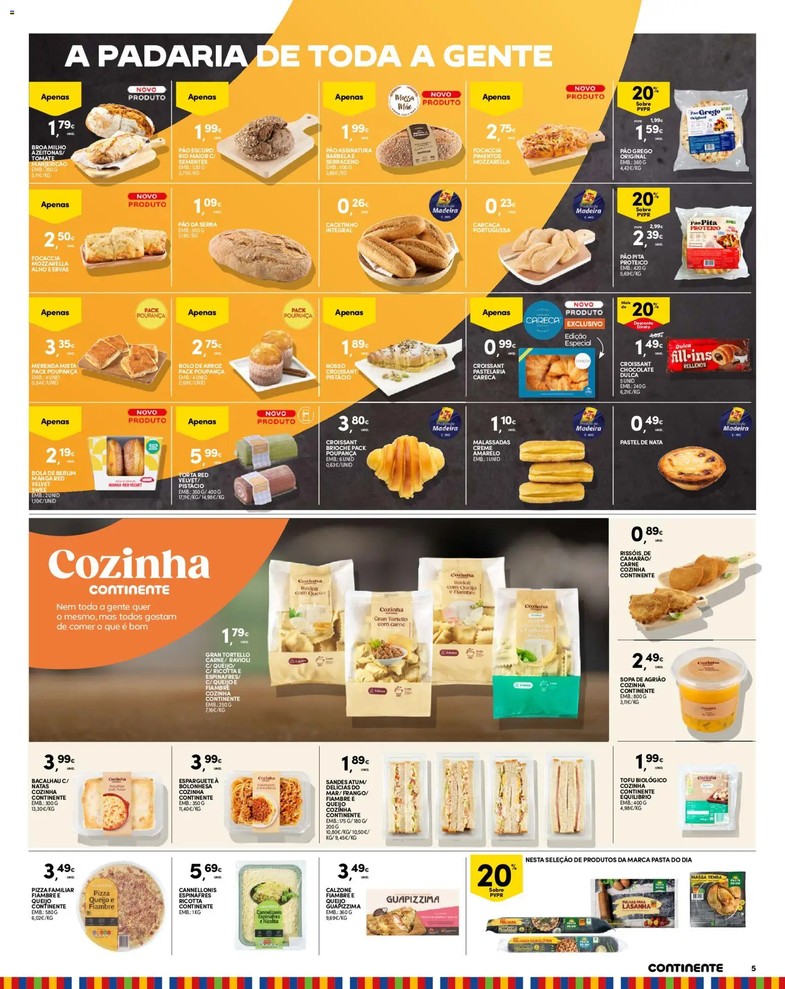 Continente Madeira │ válido de 30/06/2026 | Página: 5 | Produtos: Esparguete, Padaria, Queijo, Massa