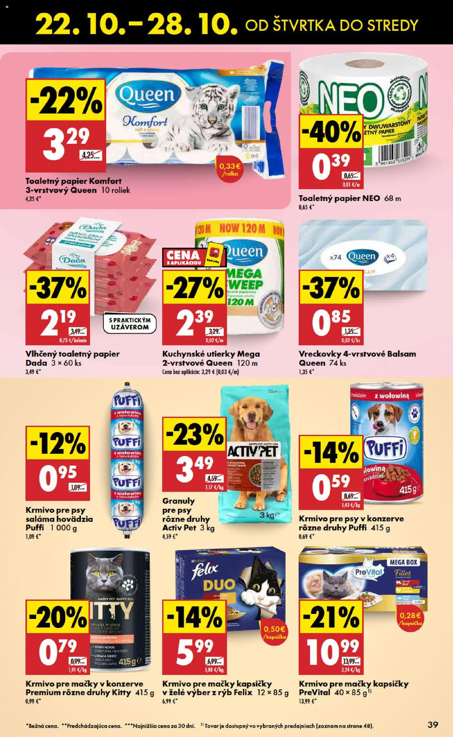 Nové Biedronka akcie – leták je platný od 22.10.2026 | Strana: 39 | Produkty: Saláma, Toaletný papier, Vreckovky, Kapsičky
