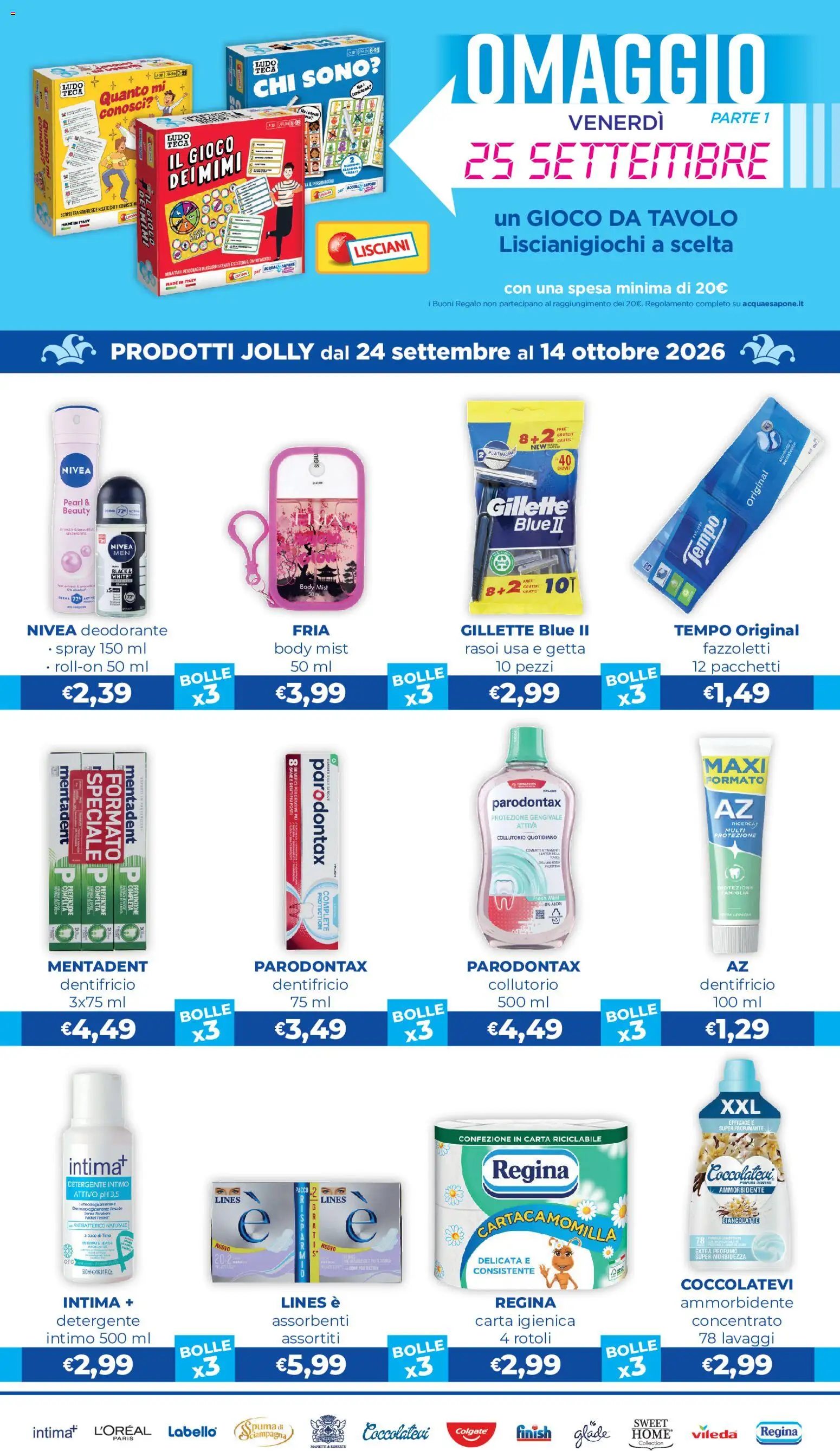 Volantino Acqua e Sapone del 24/09/2026 | Pagina: 3 | Prodotti: Collutorio, Ammorbidente, Intimo, Gioco