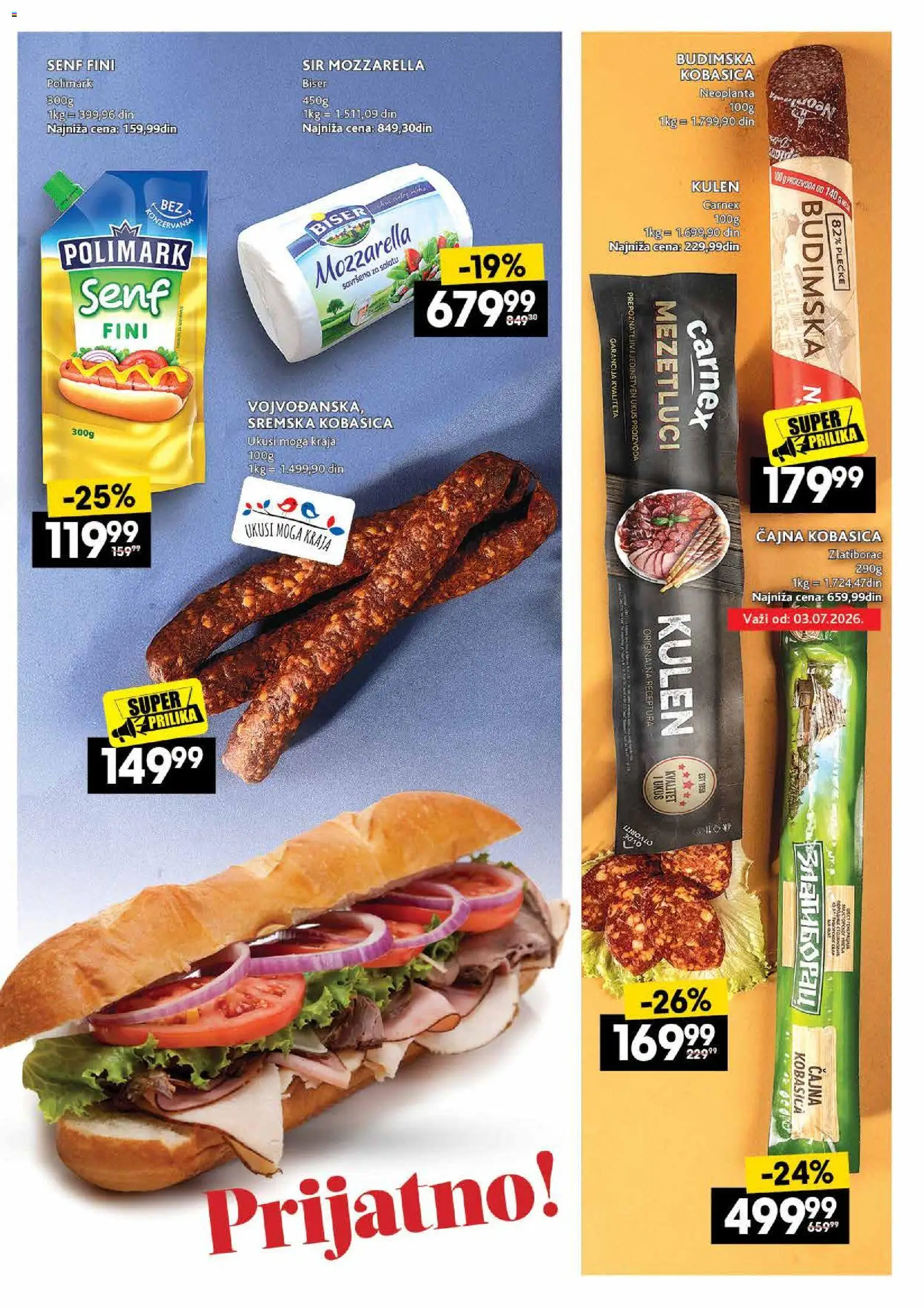 Mercator katalog - važi od 02.07.2026 | Strana: 5 | Proizvode: Senf, Kulen, Mozzarella, Kobasica