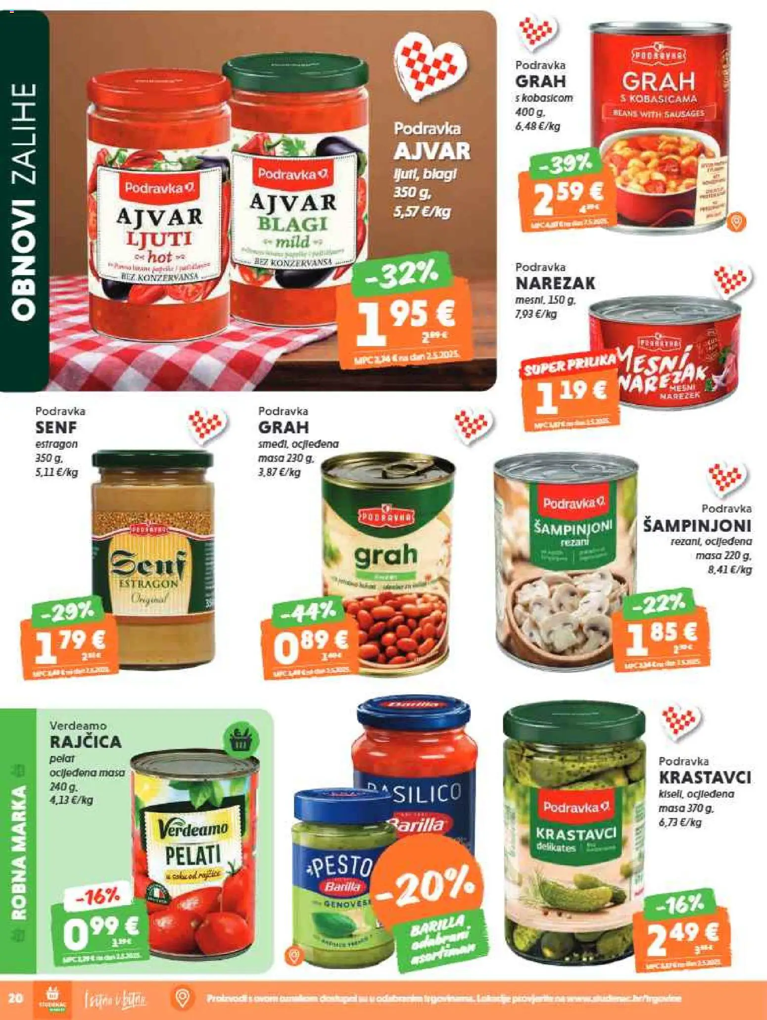 Studenac katalog | vrijedi od 10.06.2026 | Stranica: 20 | Proizvodi: Grah, Ajvar, Narezak, Šampinjoni