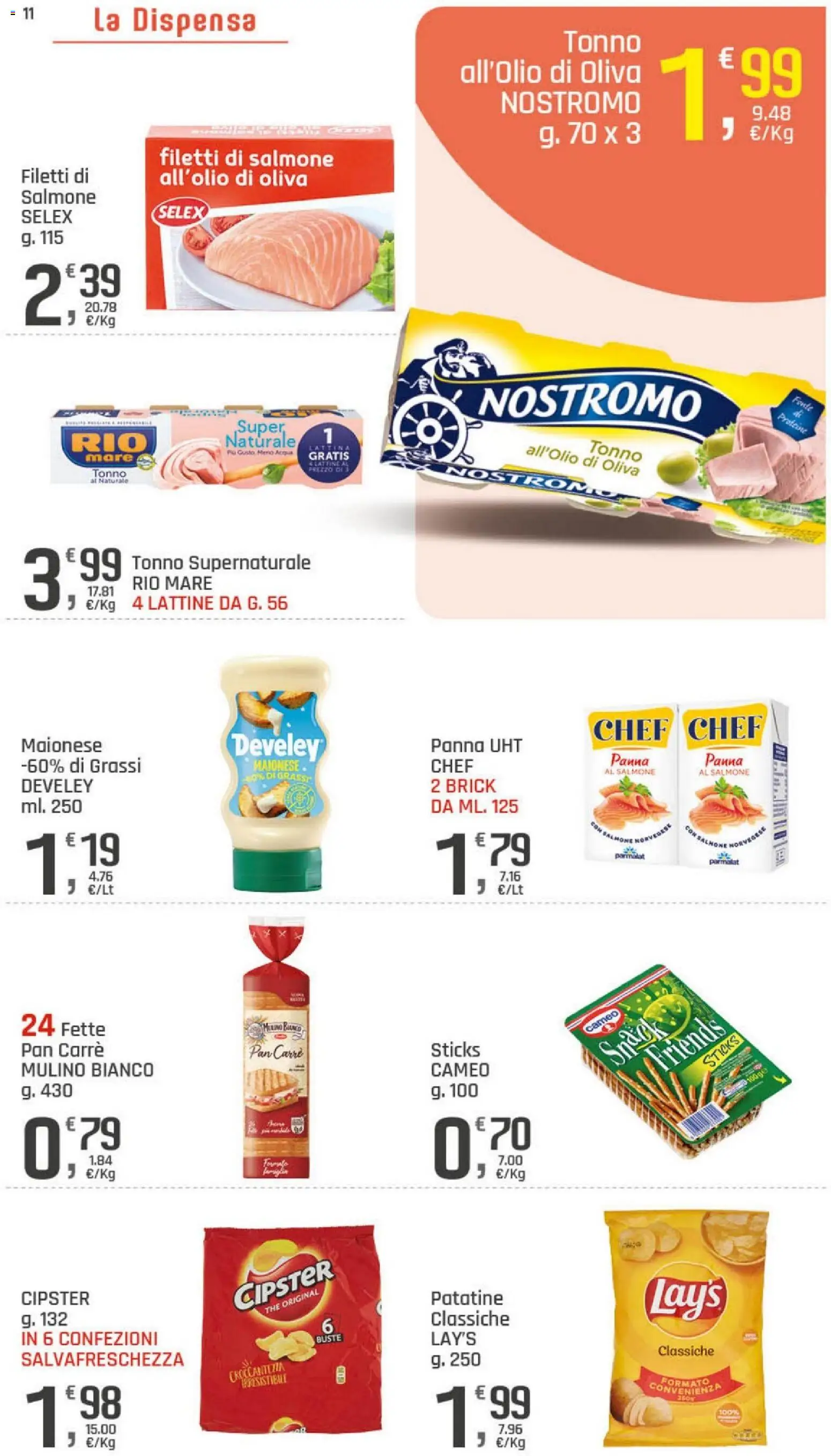 Volantino DOK del 24/09/2026 | Pagina: 11 | Prodotti: Salmone, Patatine, Acqua, Tonno