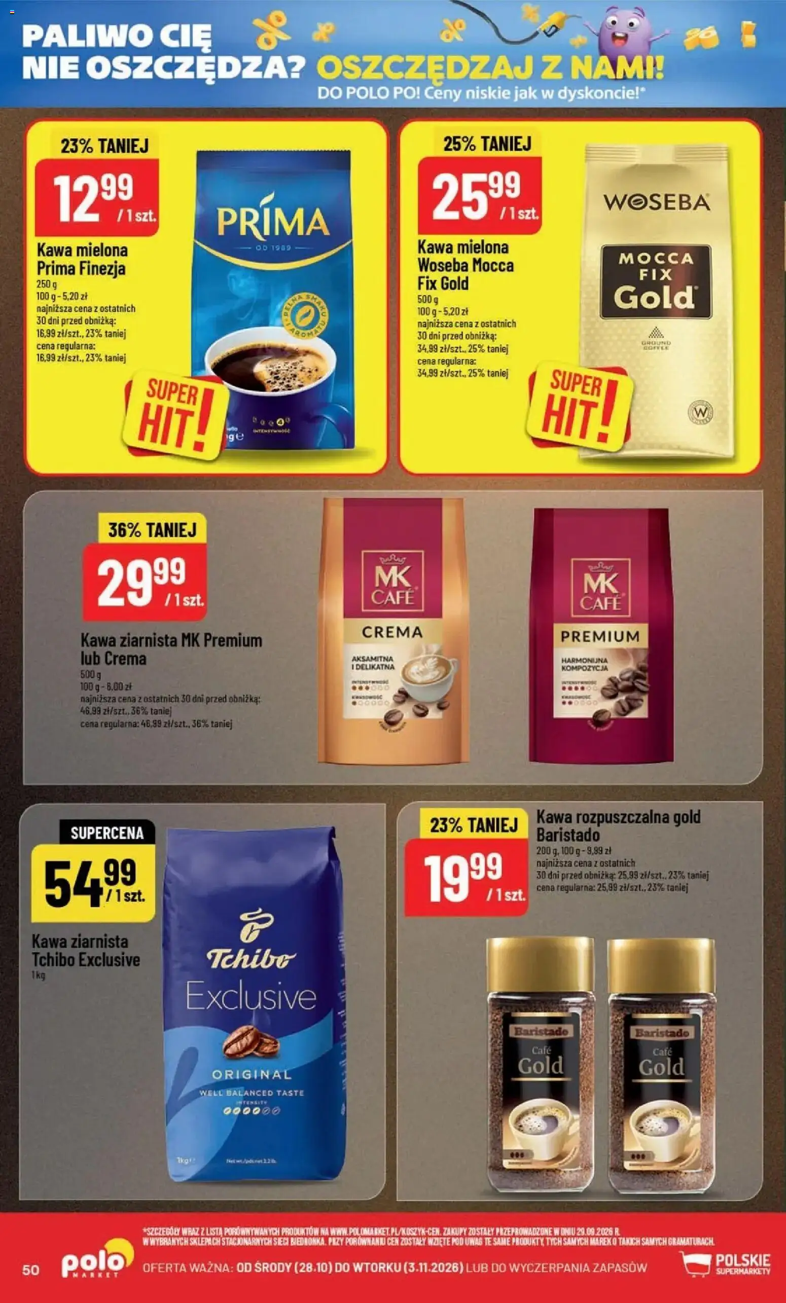 POLOmarket aktualna gazetka od 28.10.2026 | Strona: 50 | Produkty: Kawa mielona Prima, Kawa ziarnista, Tchibo exclusive, Kawa mielona