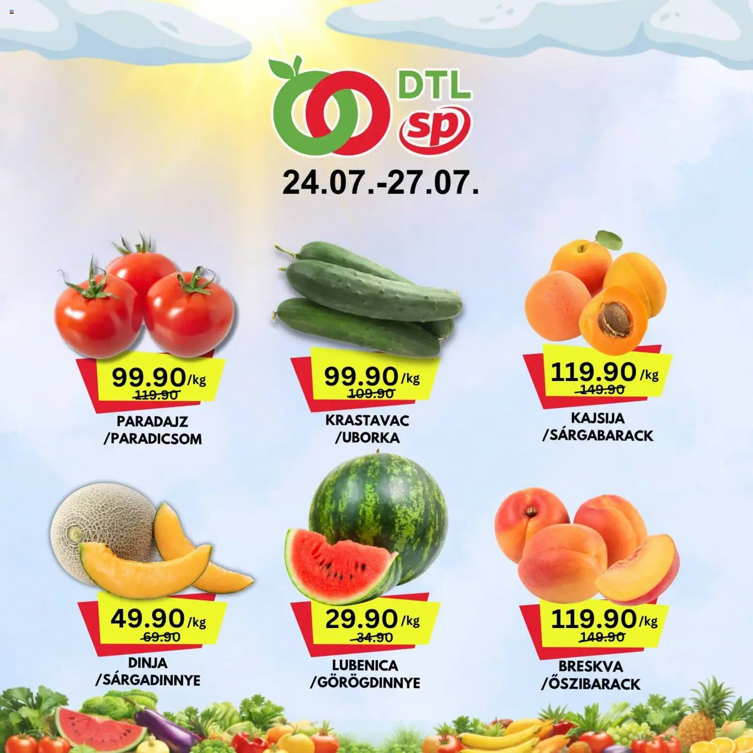 Senta Promet katalog - važi od 24.07.2026 | Strana: 1 | Proizvode: Krastavac, Kajsija, Lubenica, Breskva