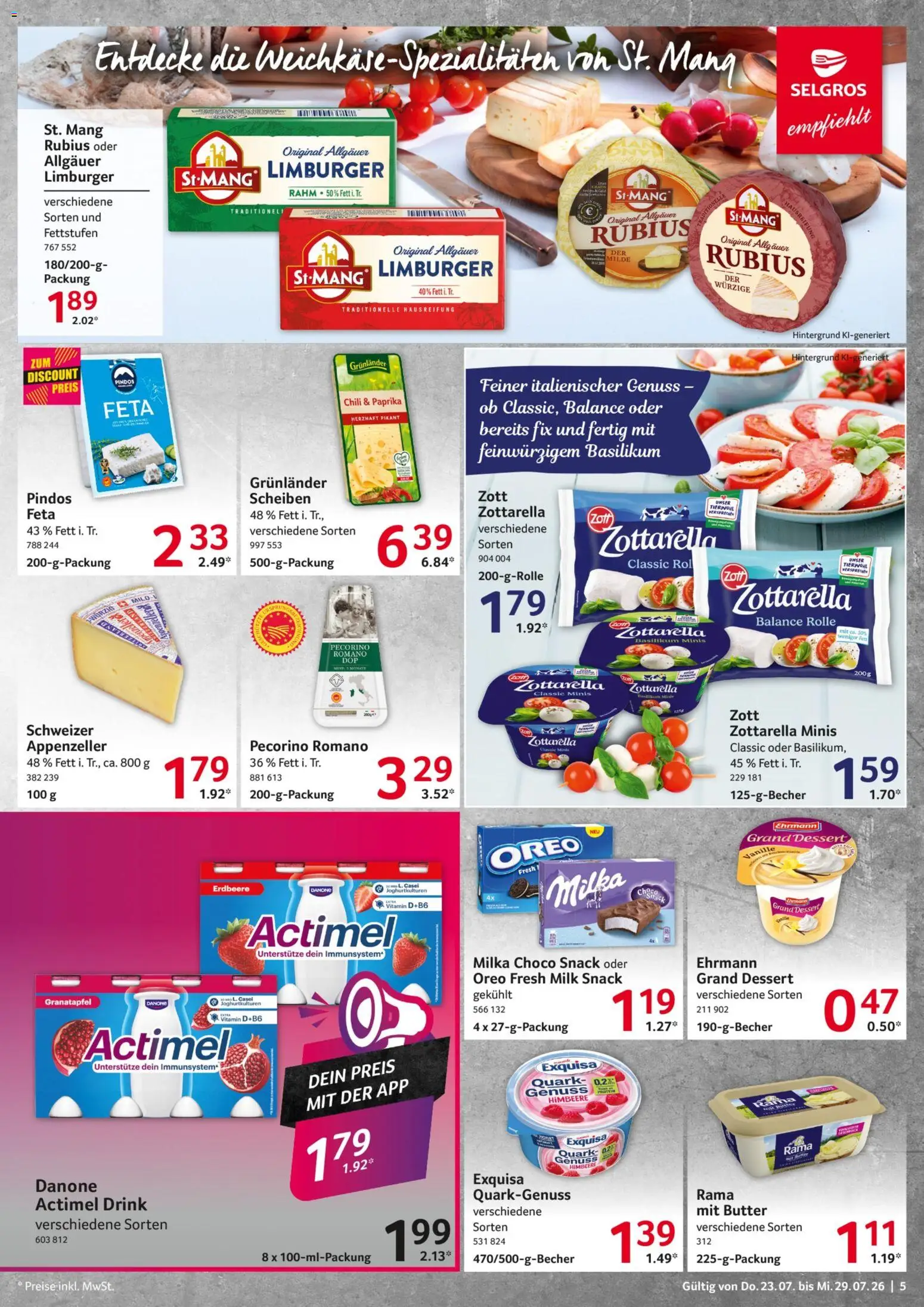 Selgros Prospekt – gültig ab 23.07.2026 | Seite: 5 | Produkte: Actimel, Paprika, Grunlander, Himbeere
