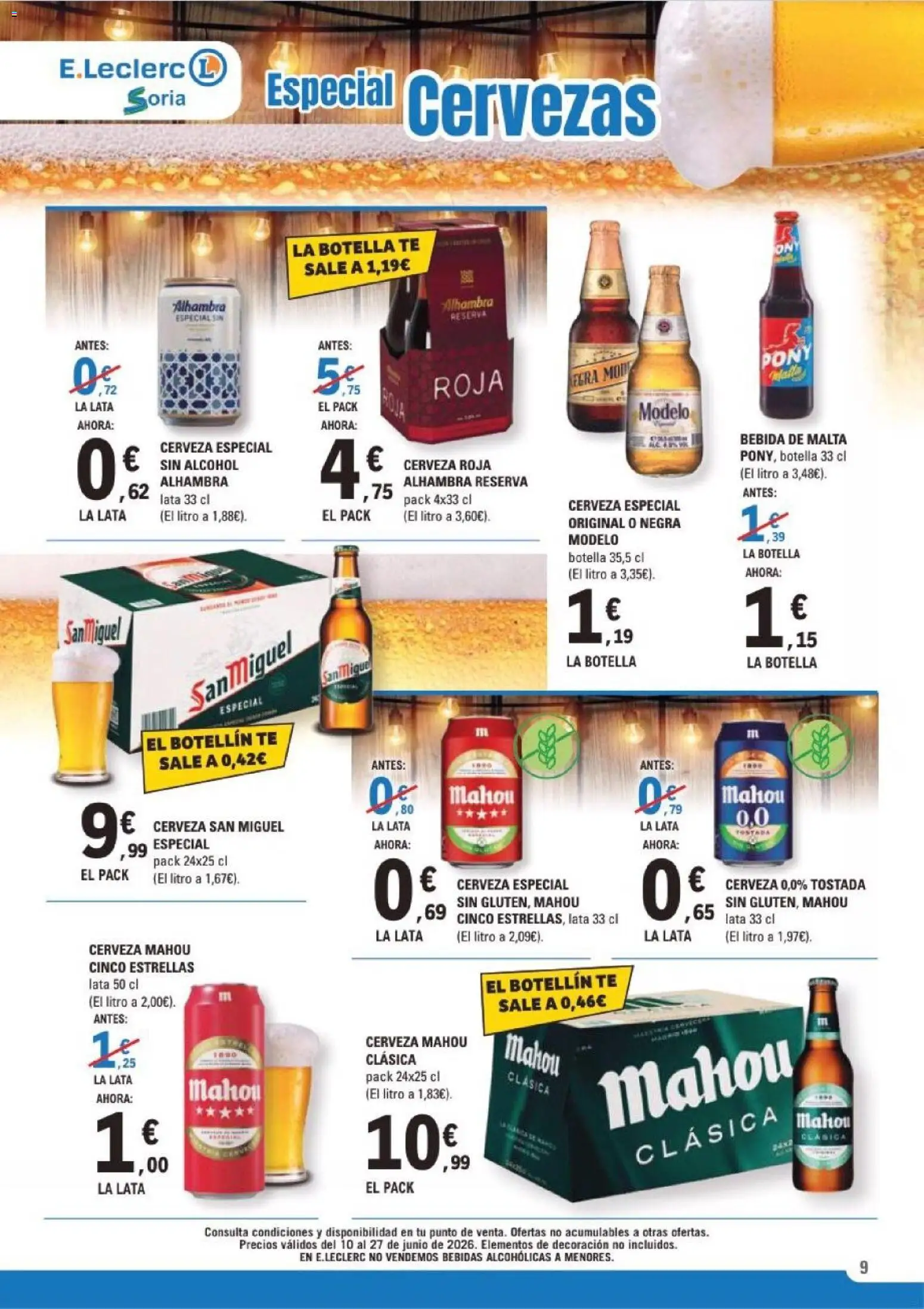 E.Leclerc Soria │ válido desde el 10.06.2026 | Página: 9 | Productos: Cerveza, Té