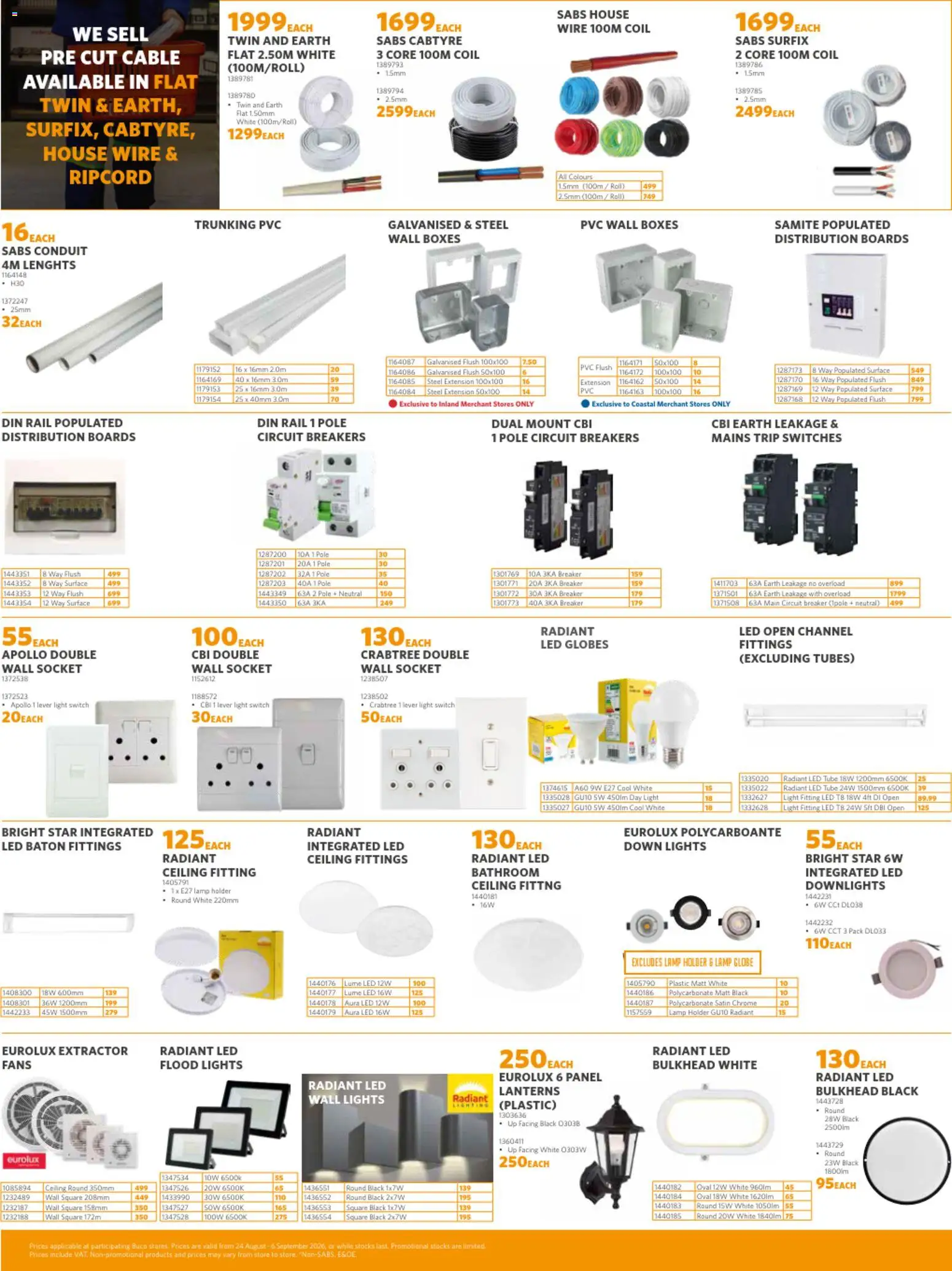 New BUCO catalogue – valid from 24/08/2026 | Page: 3 | Products: Cable, Globe, Socket, Switch