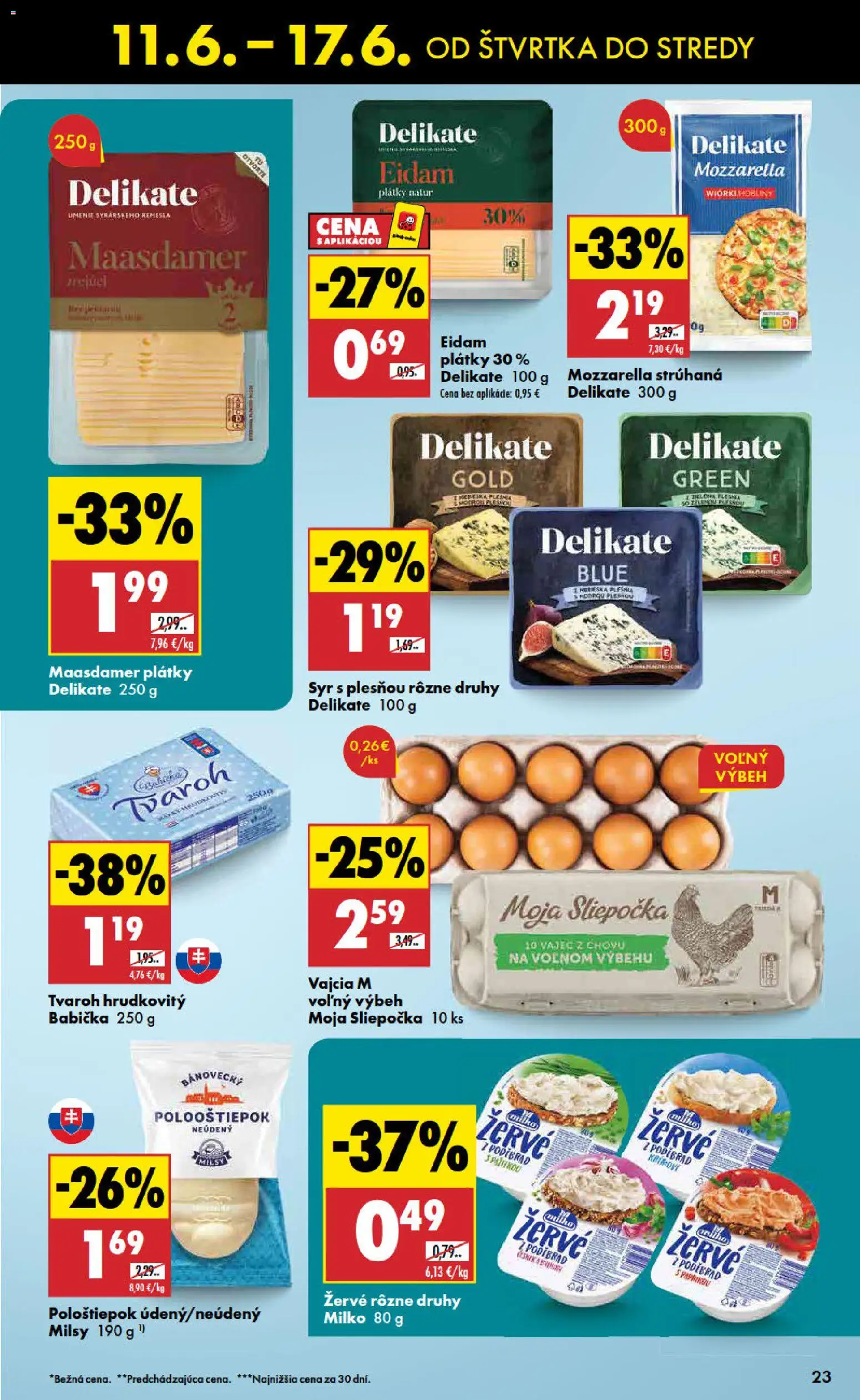 Nové Biedronka akcie – leták je platný od 11.06.2026 | Strana: 23 | Produkty: Syr, Vajcia, Mozzarella, Tvaroh