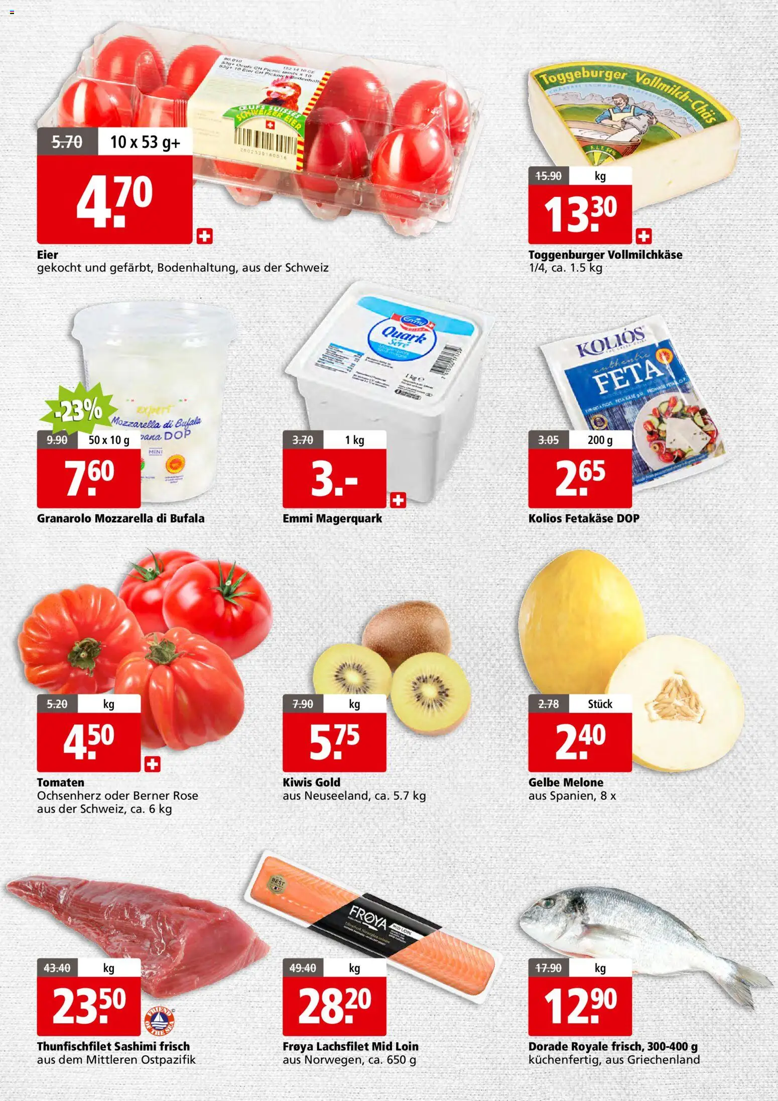 Aligro aktionen Business Schlieren, Gossau SG, Frauenfeld, Rapperswil-Jona, Sargans, Bern – gültig ab 20.07.2026 | Seite: 2 | Produkte: Quark, Feta, Tomaten, Melone