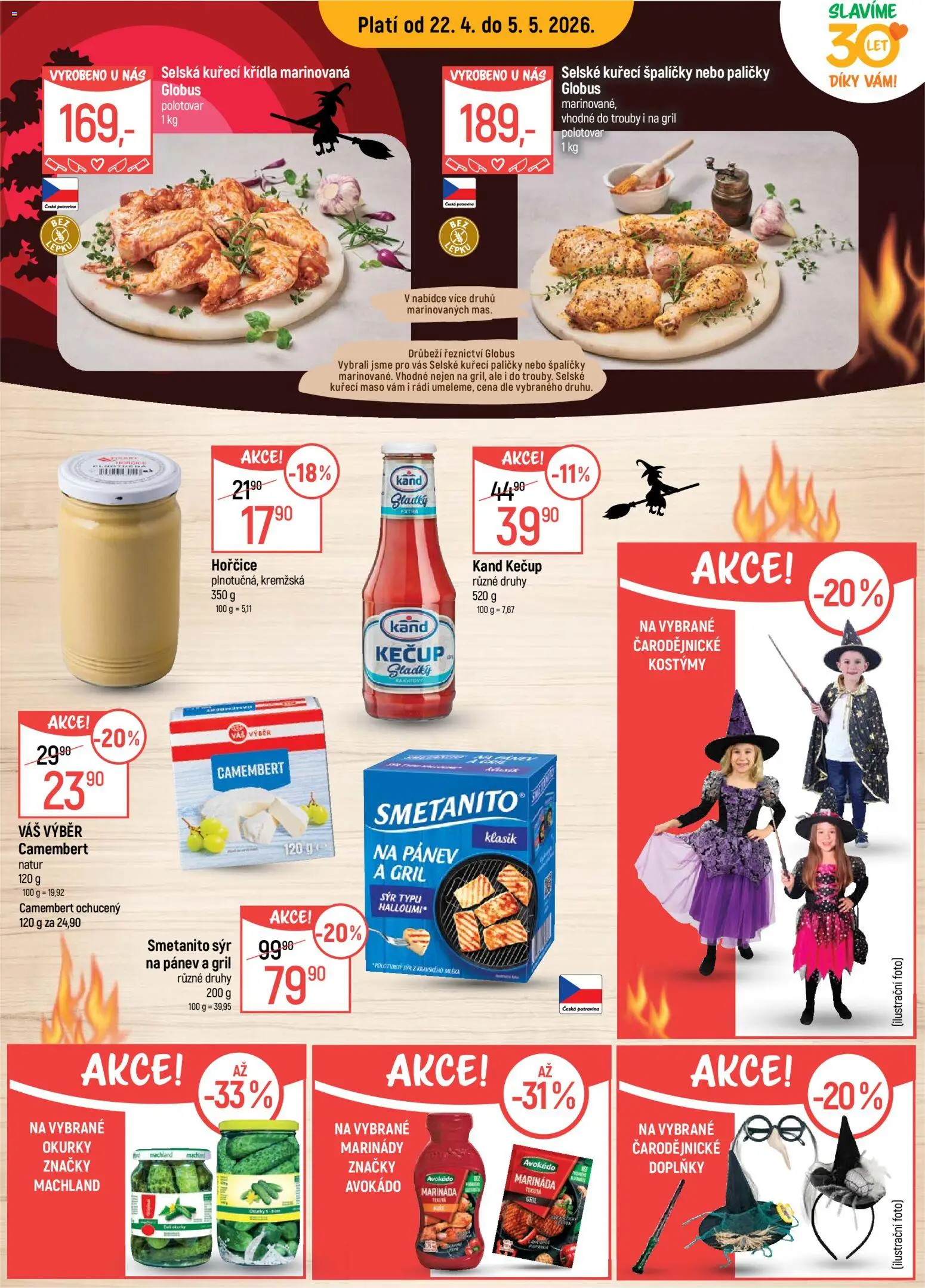 Globus leták - Praha-Štěrboholy od 22.04.2026 | Strana: 4 | Produkty: Globus, Kuřecí maso, Kostýmy, Marináda