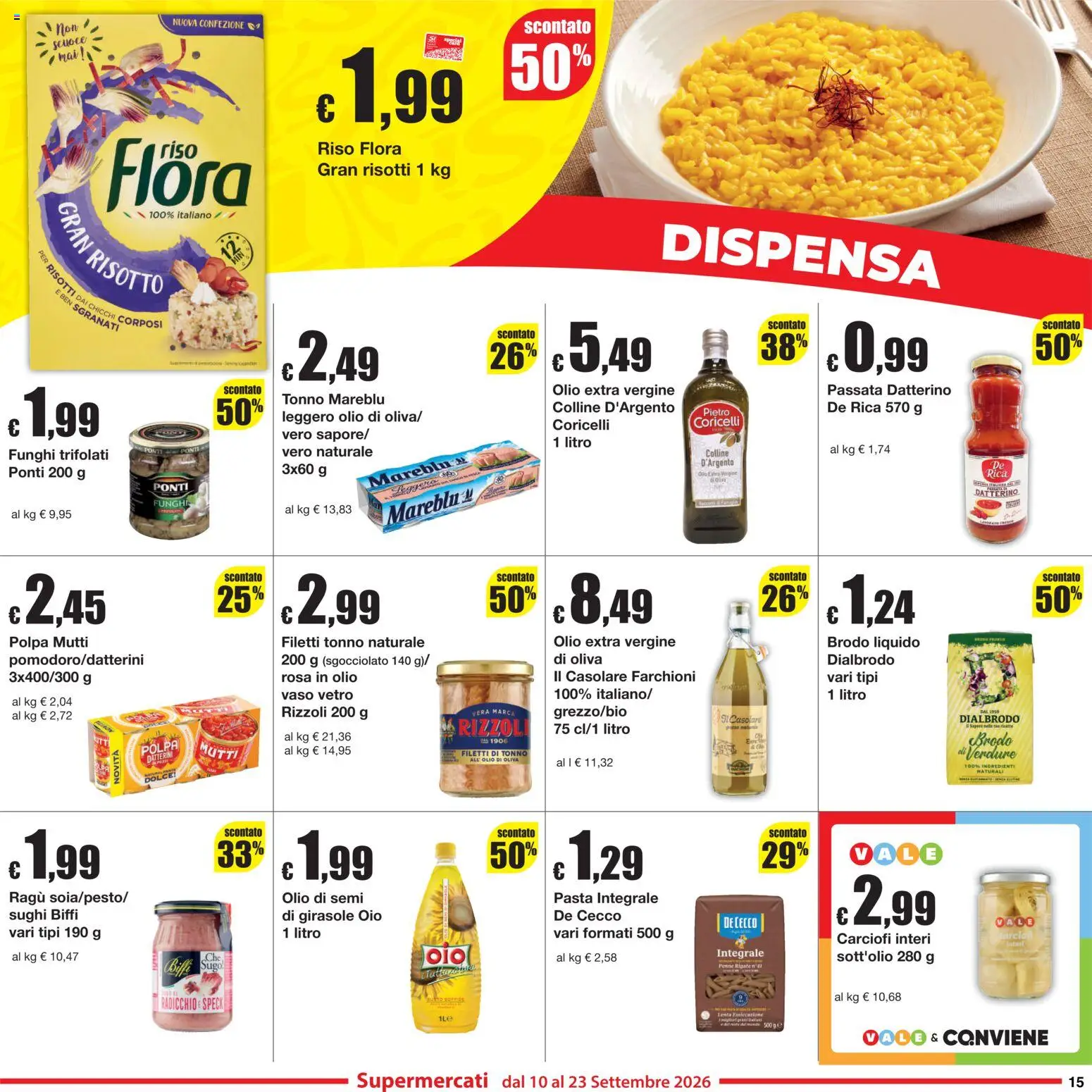 Volantino Sì con Te del 10/09/2026 | Pagina: 15 | Prodotti: Verdure, Olio, Olio extra vergine, Penne
