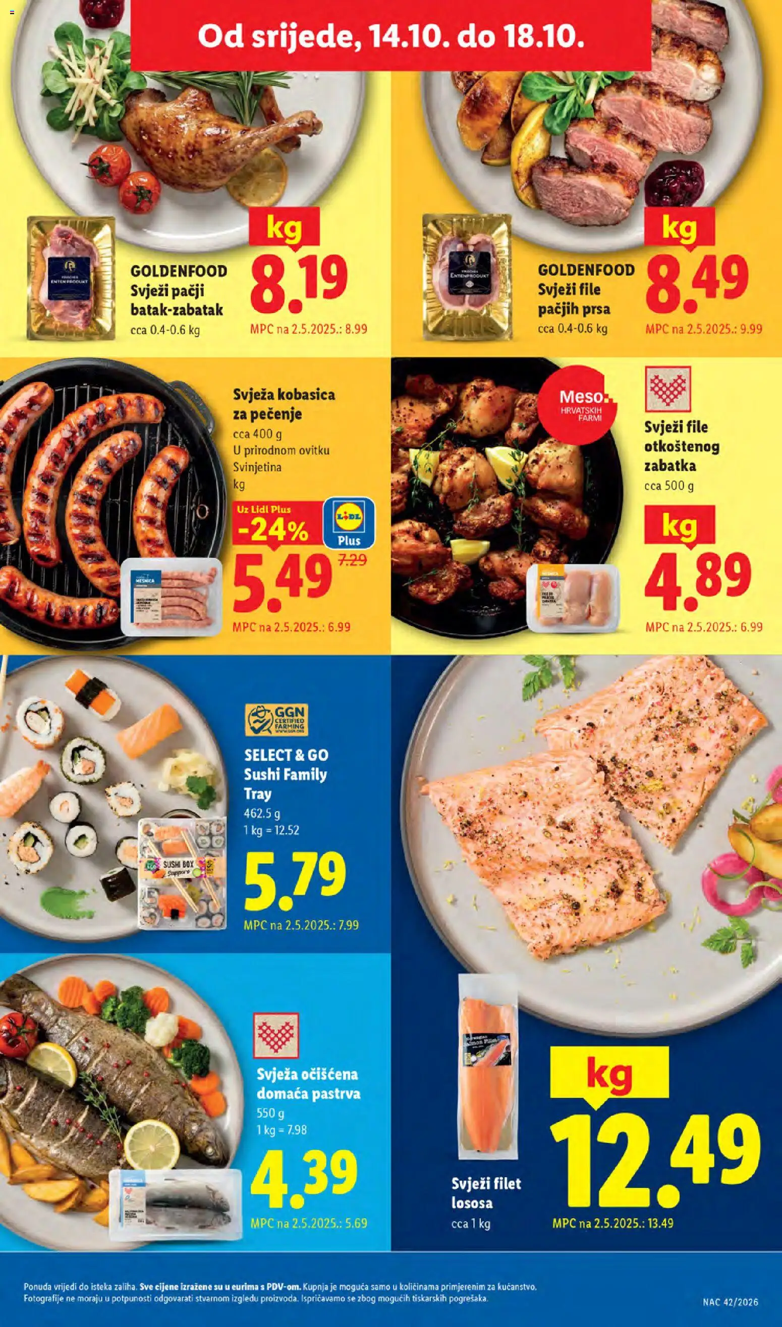 Lidl katalog | vrijedi od 12.10.2026 | Stranica: 57 | Proizvodi: Pastrva, Svinjetina, Sushi, Filet lososa