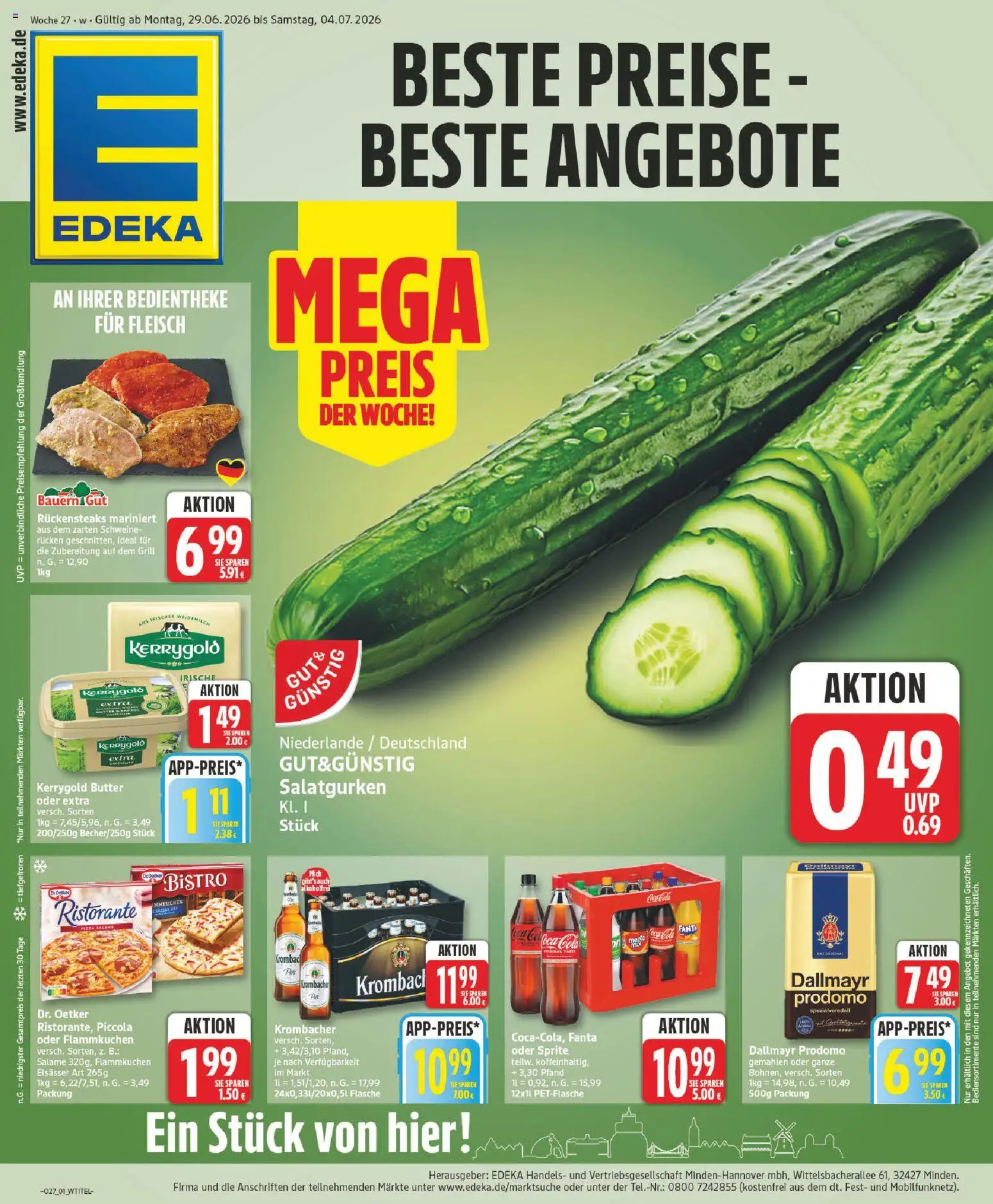 Elli Markt Prospekt Rietberg – gültig ab 29.06.2026 | Seite: 1 | Produkte: Coca cola, Fanta, Krombacher, Fleisch