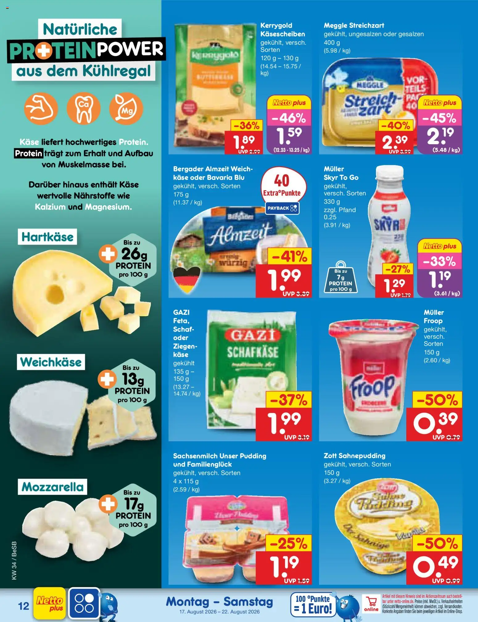 Netto Marken-Discount Prospekt – gültig ab 17.08.2026 | Seite: 16 | Produkte: Froop, Käse, Mozzarella, Pudding