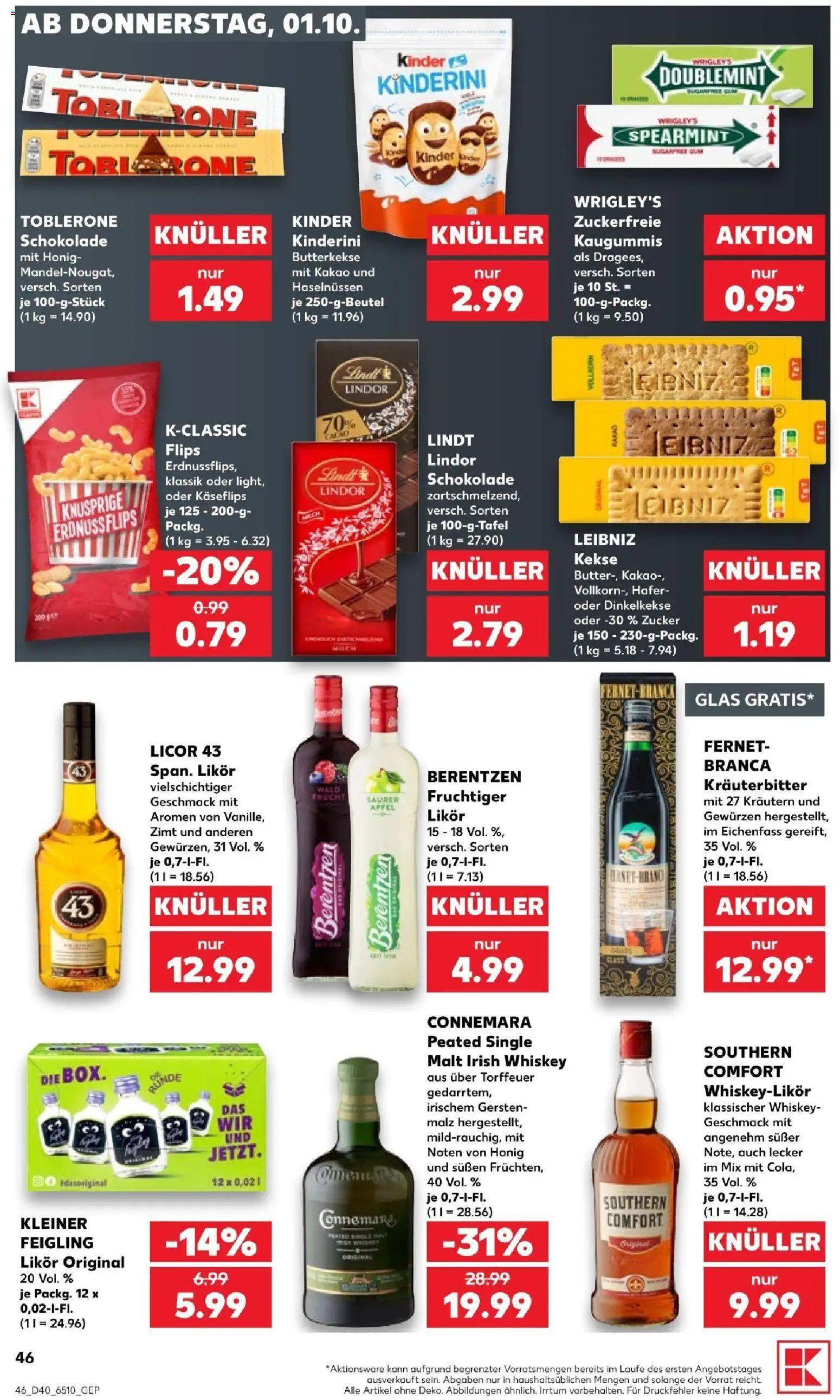 Kaufland Prospekt Köln – gültig ab 01.10.2026 | Seite: 50 | Produkte: Schokolade, Likör, Butterkekse, Lindt