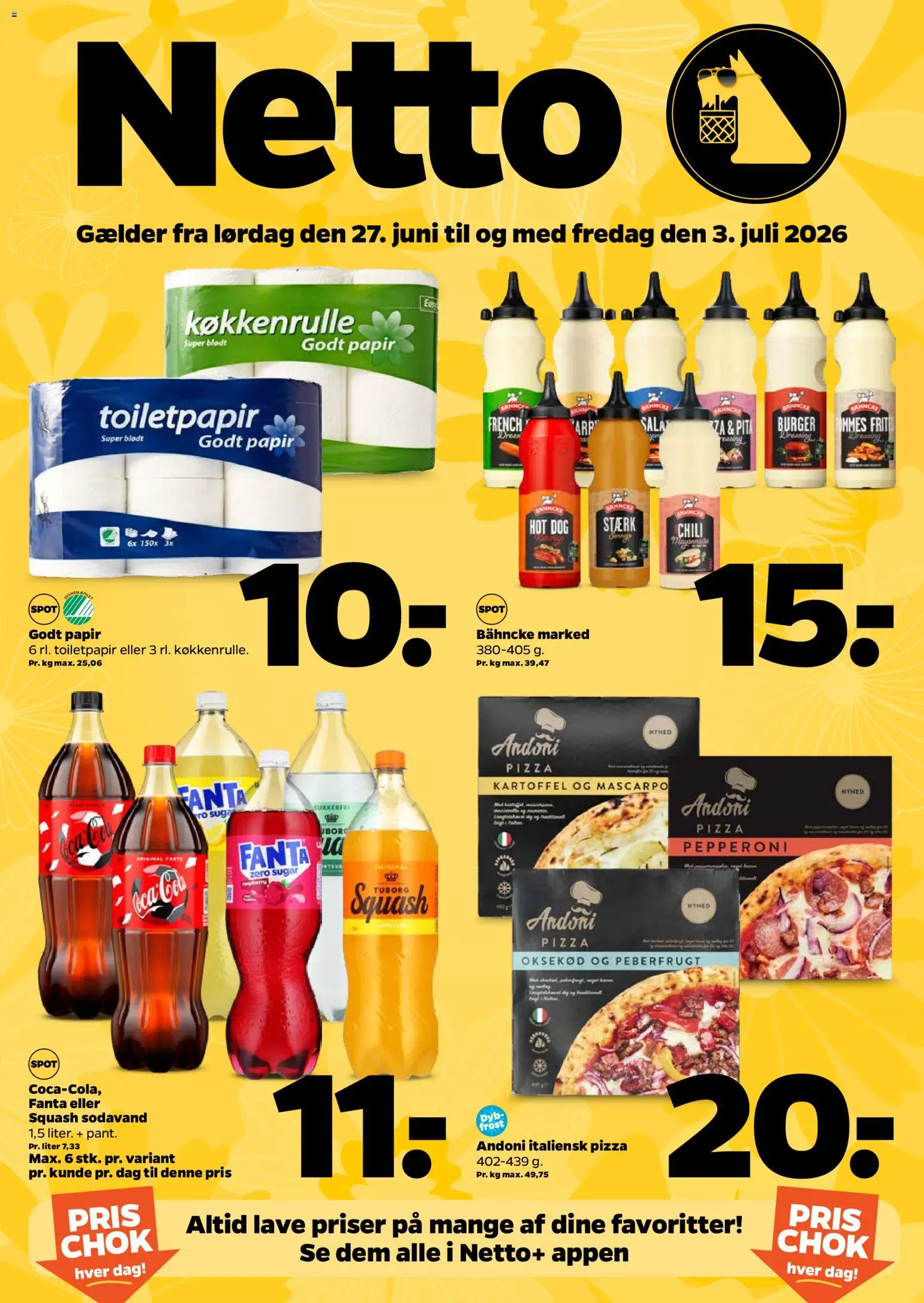 Netto tilbudsavis – gyldig fra 27/06/2026 | Side: 1 | Produkter: Pizza, Salat, Sodavand, Peberfrugt