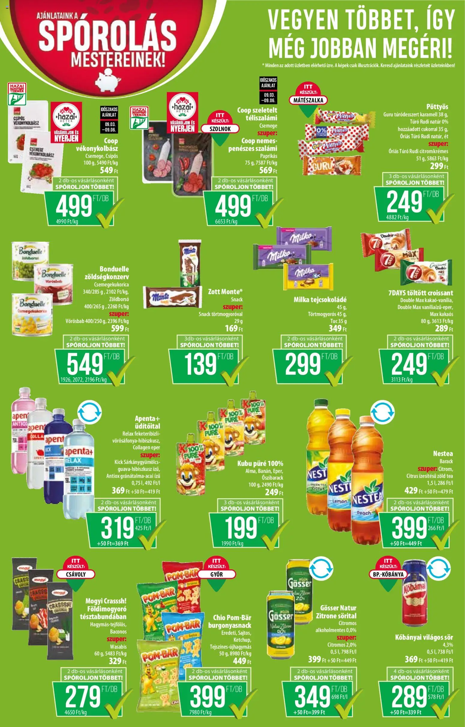COOP akciós ujság - amely érvényes a következő dátumtól: 2026.09.03. | Oldal: 6 | Termékek: Croissant, Kőbányai, Tejcsokoládé, Bonduelle